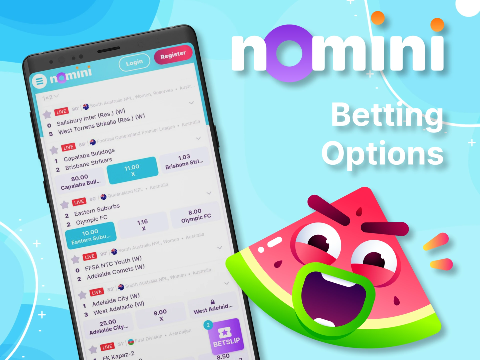 The Nomini app has various options for betting on all kinds of sports.