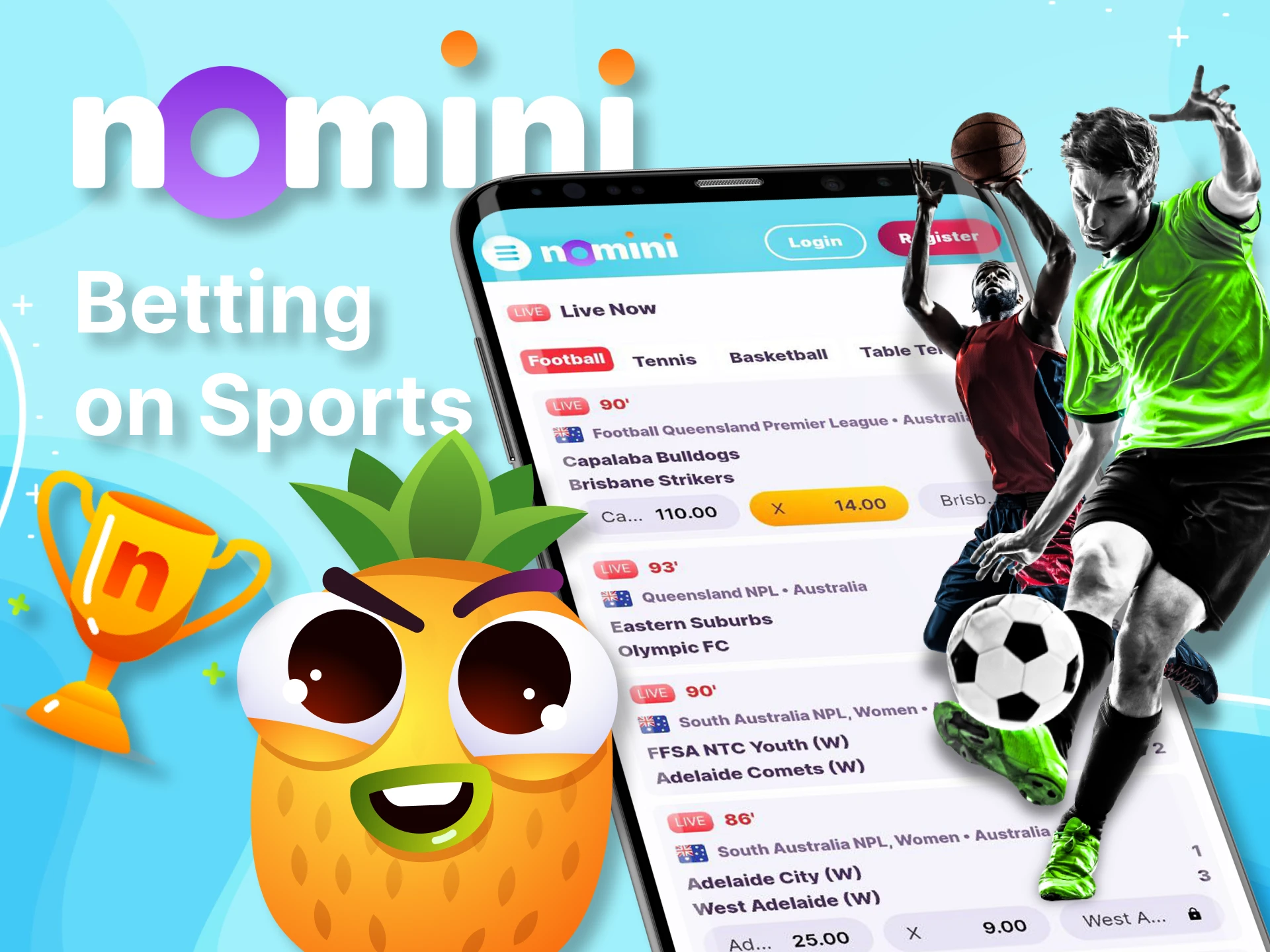 Place a bet on your favorite sport in the Nomini app.