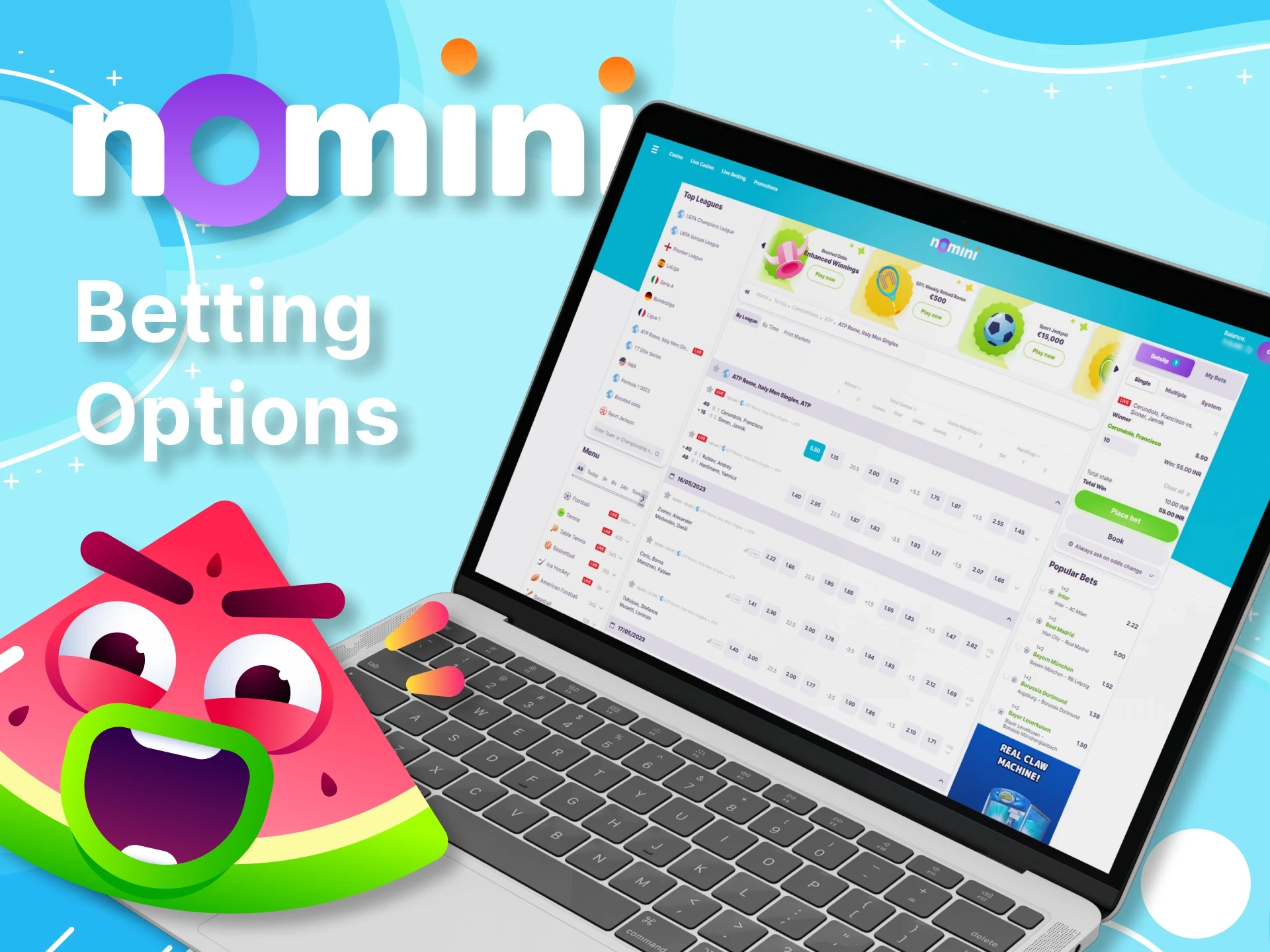 Try the different options for sports betting at Nomini.