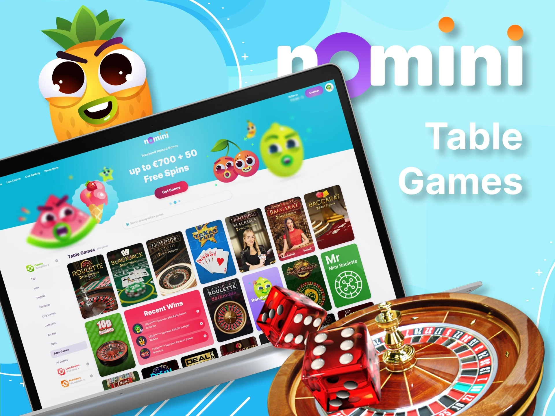 Try different table games at Nomini Casino.