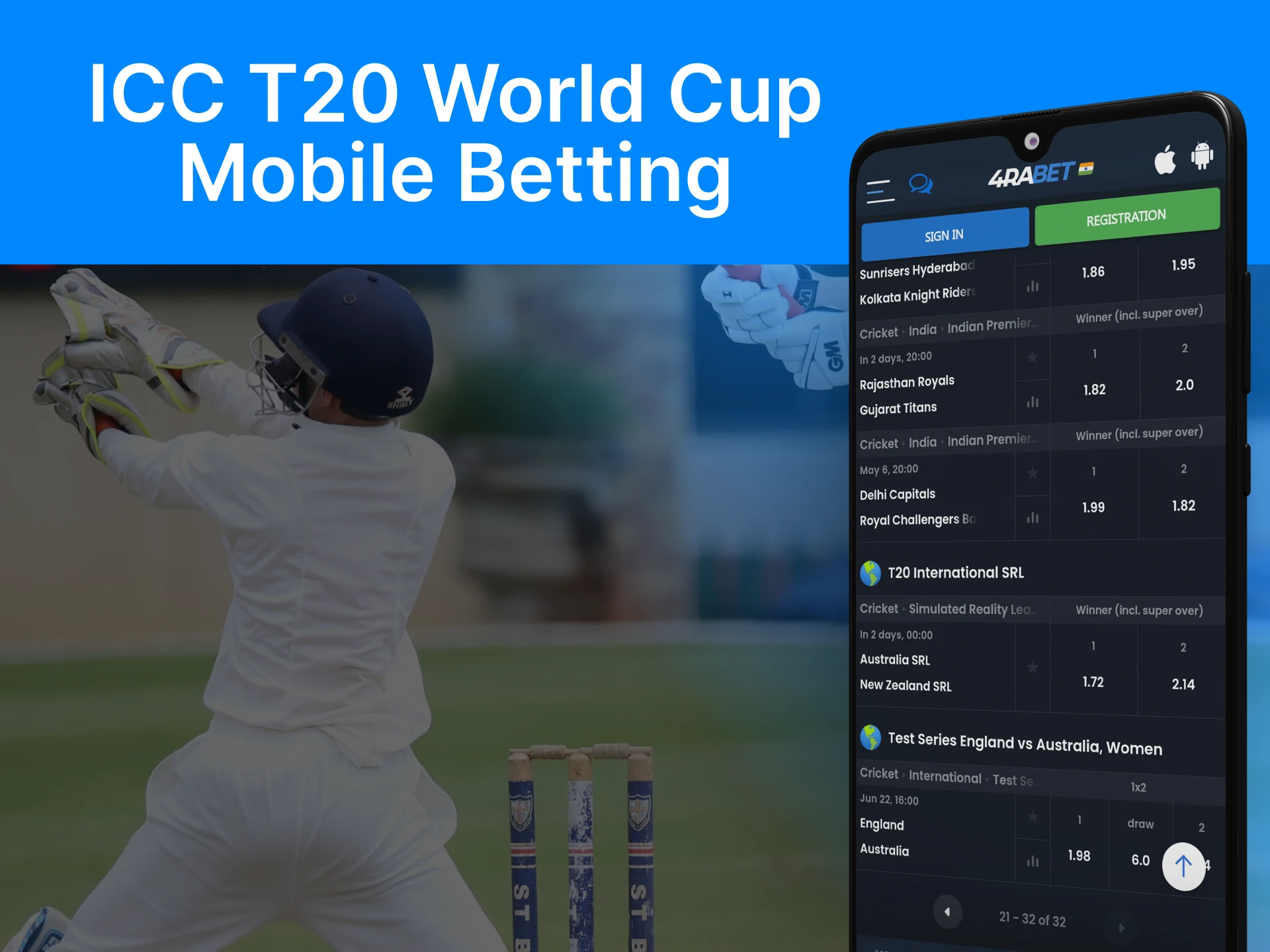 Bookmakers always provide all the events of the ICC T20 World Cup in the apps.