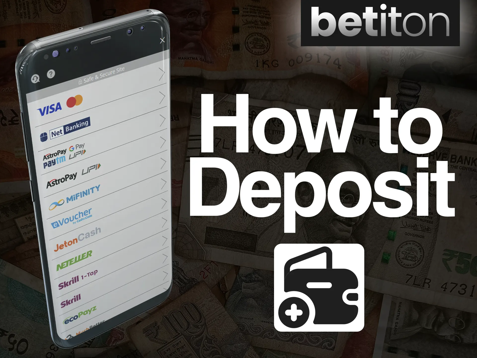 Deposit at Betiton using your favorite payment systems.