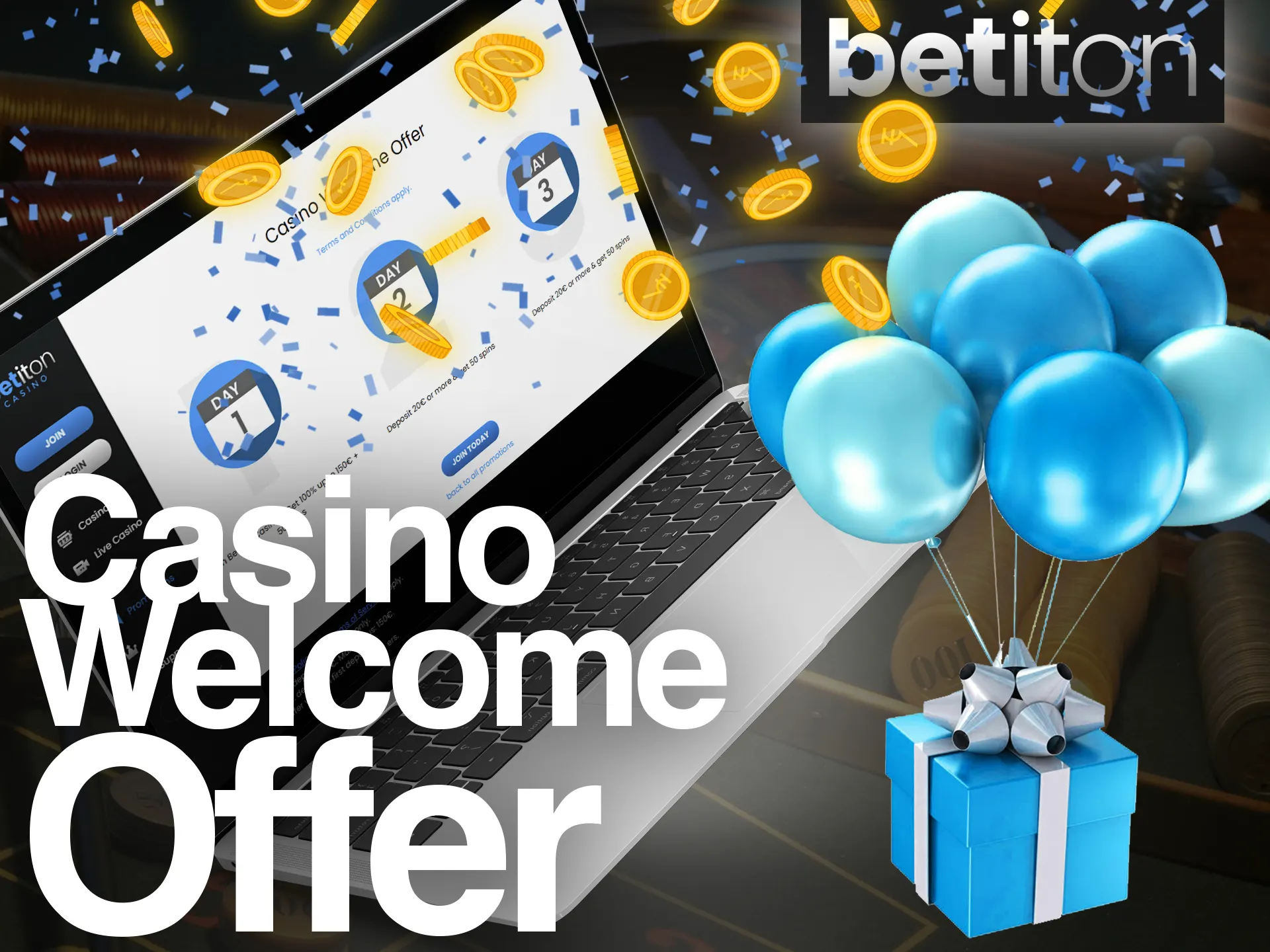 Get a casino welcome bonus after playing casino games at the Betiton.