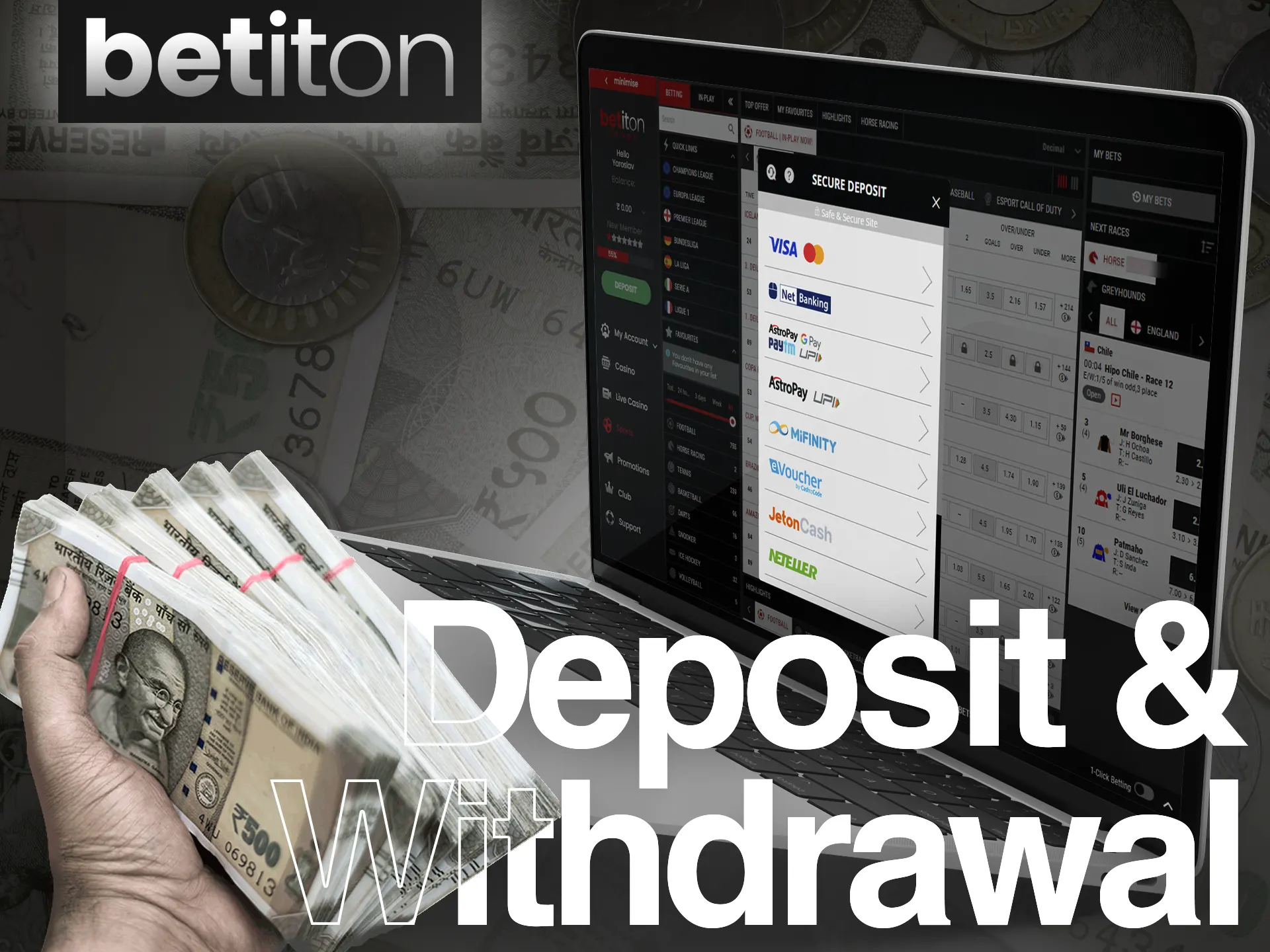 It's easy to deposit and withdraw money at the Betiton.