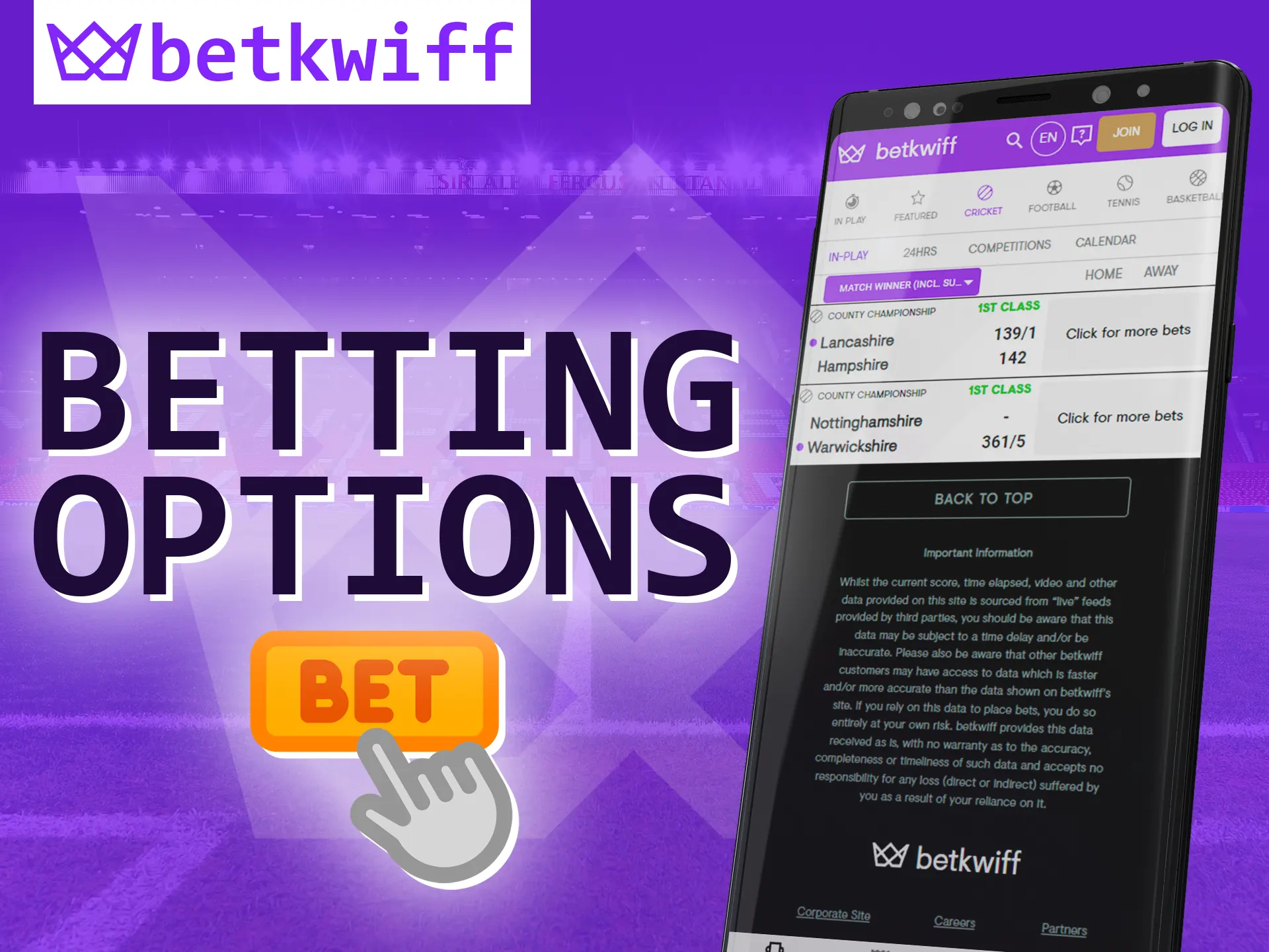 In the Betkwiff app you have different options for betting, try different ones.