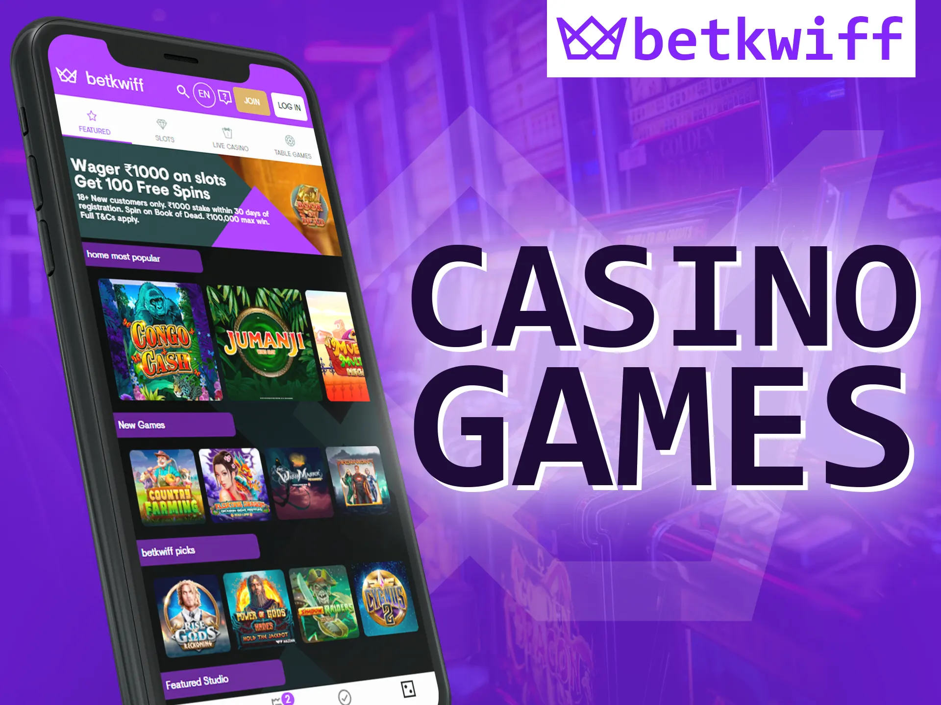 In the Betkwiff app, play a variety of casino games.