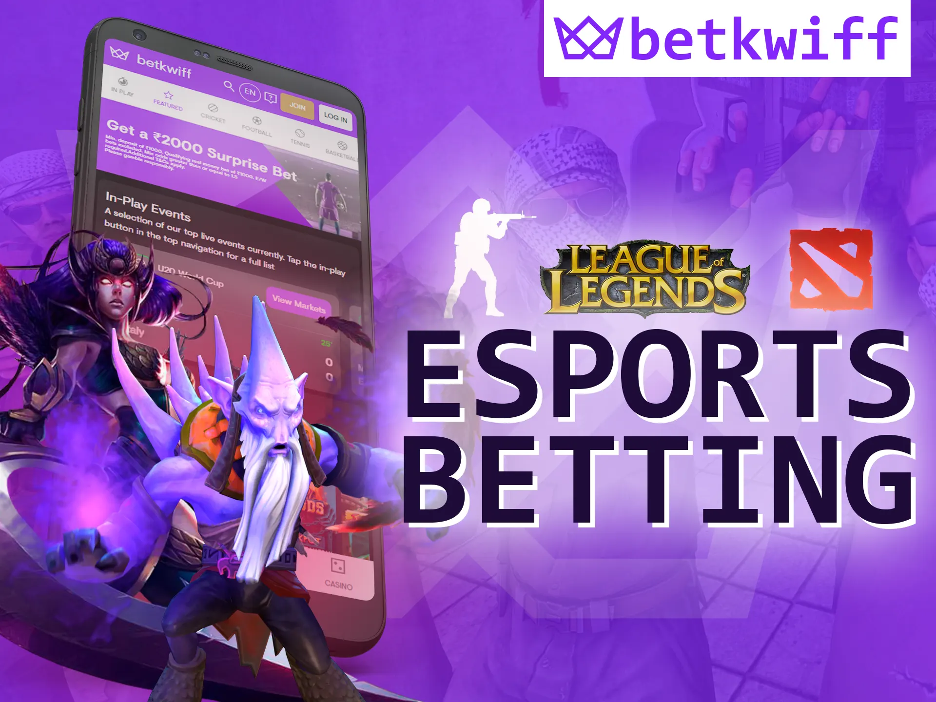In the Betkwiff app you can bet on any esport tournament.