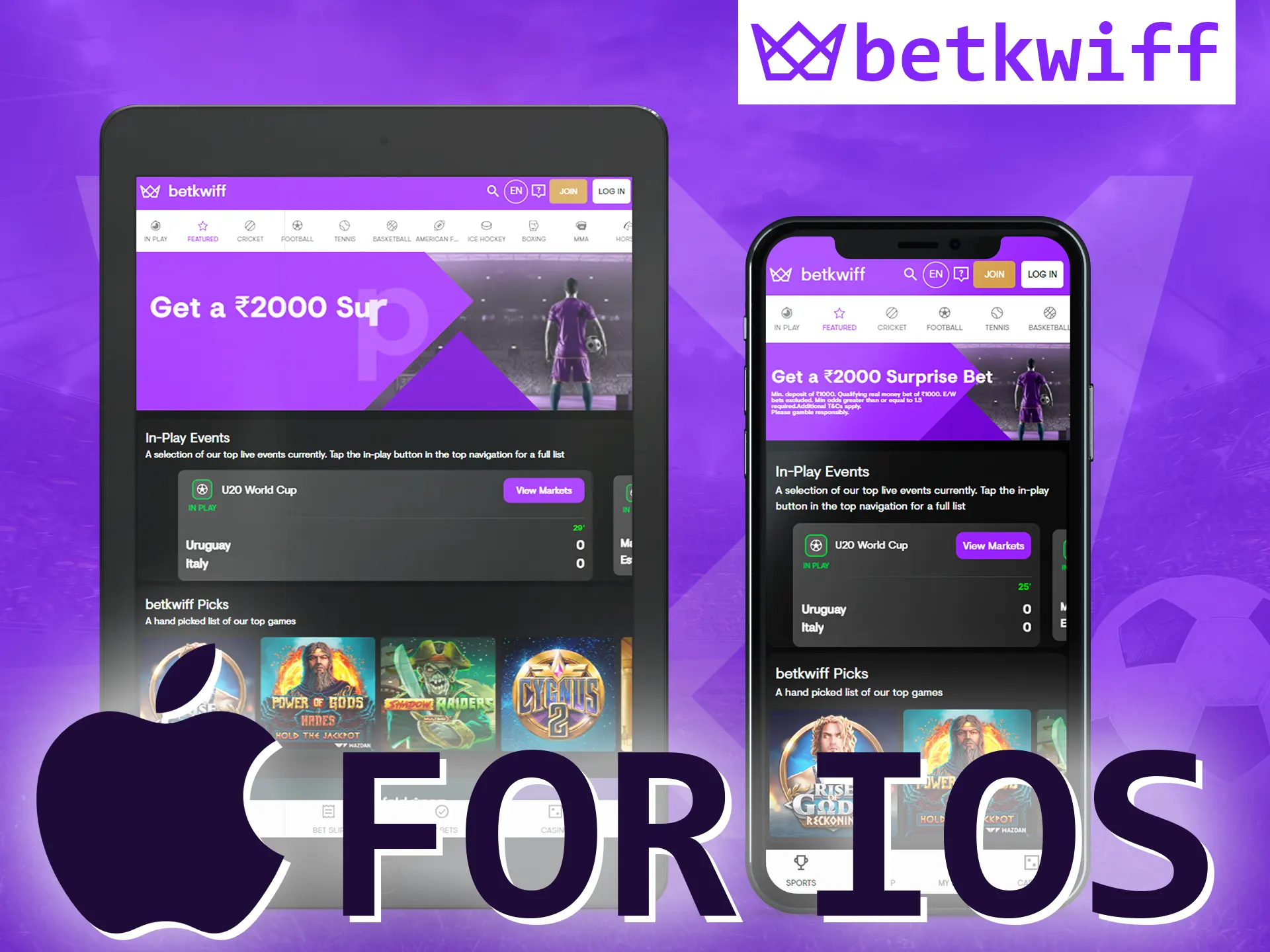 Install the Betkwiff app for iOS.