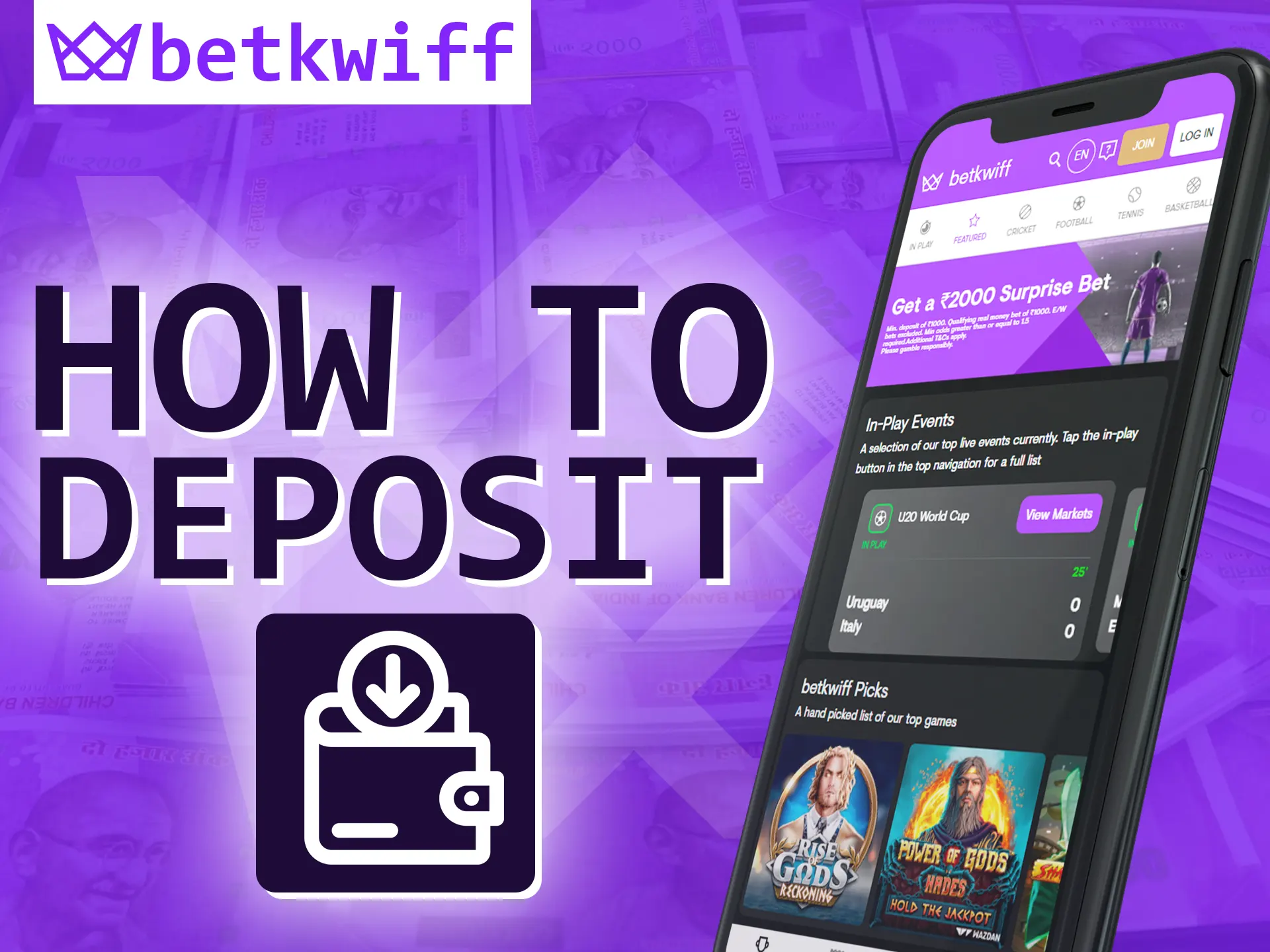 With the Betkwiff app you can always easily make a deposit.