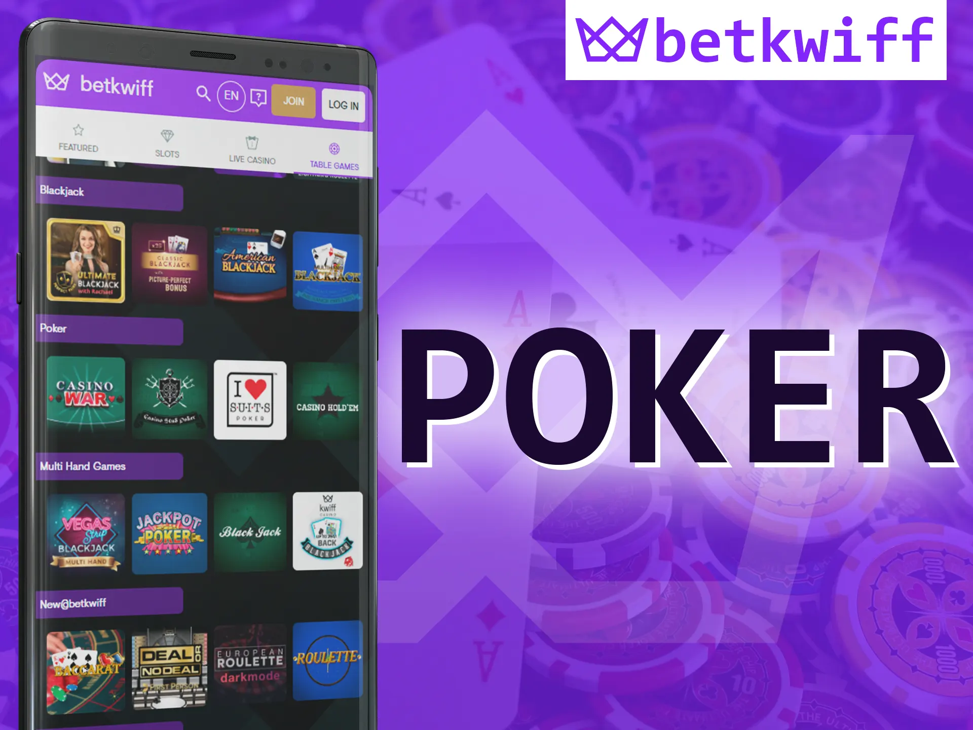 Play poker on the Betkwiff app.