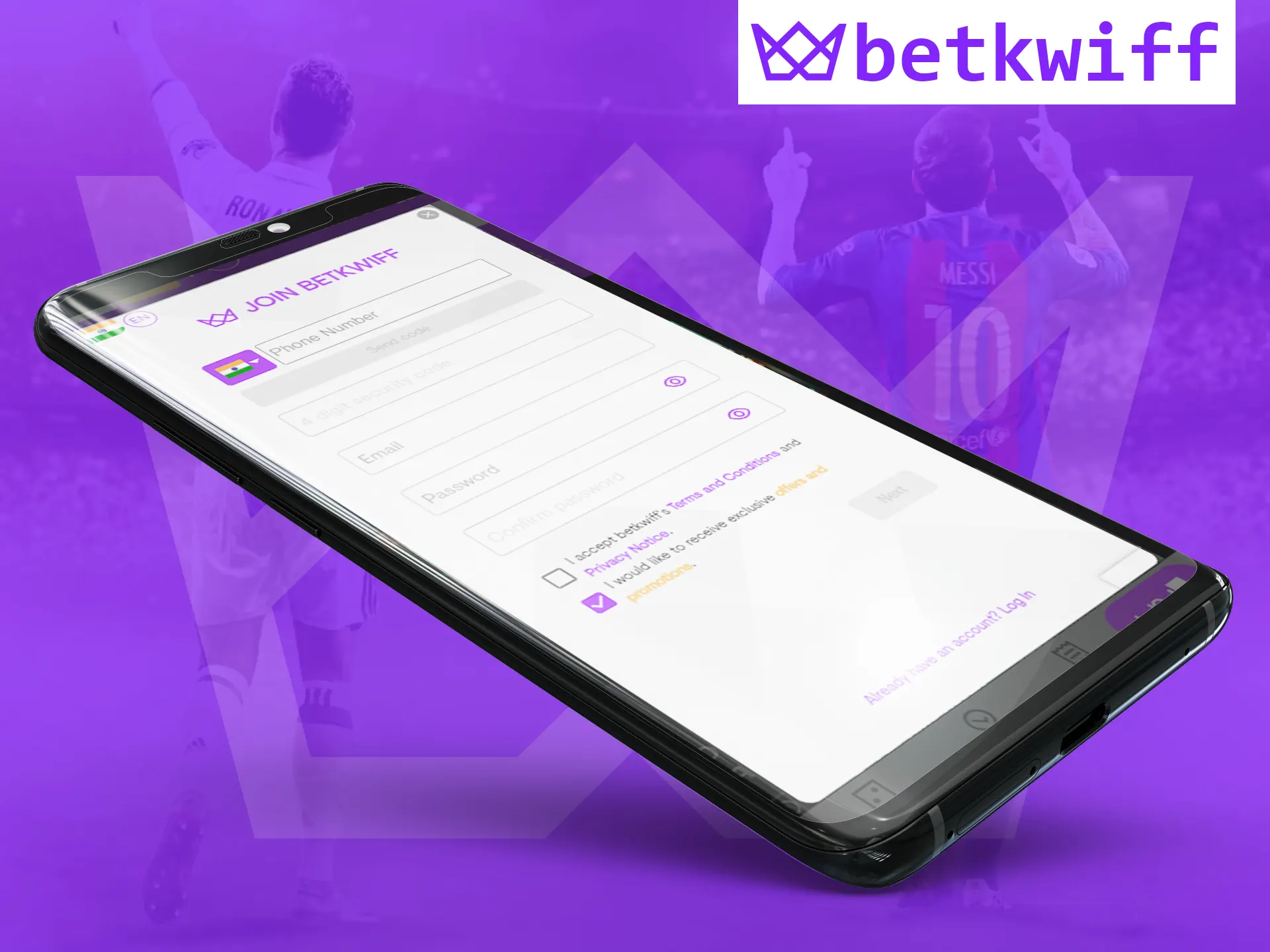 In the Betkwiff app, complete a simple registration process.