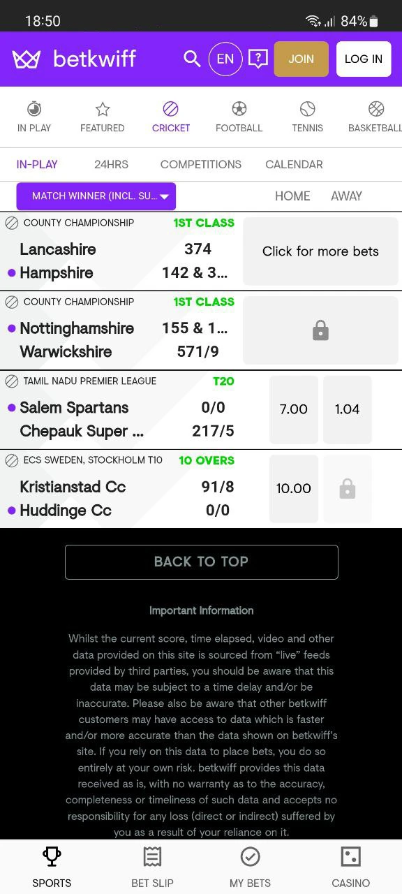 Bet on cricket with the Betkwiff app.