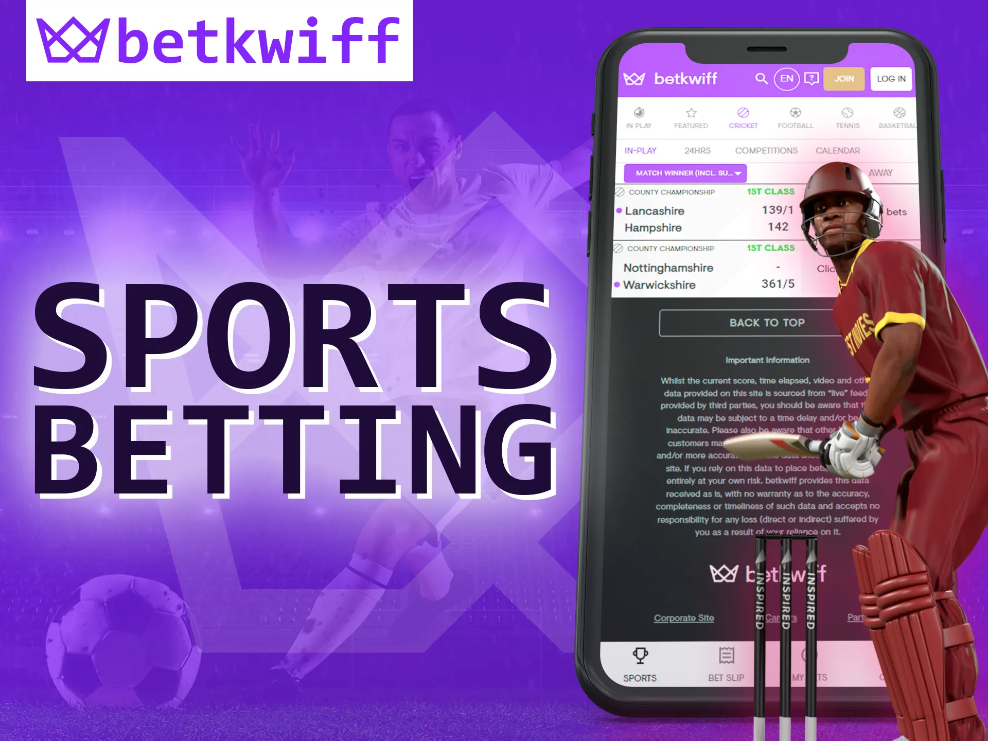 With the Betkwiff app you can bet on any sport.