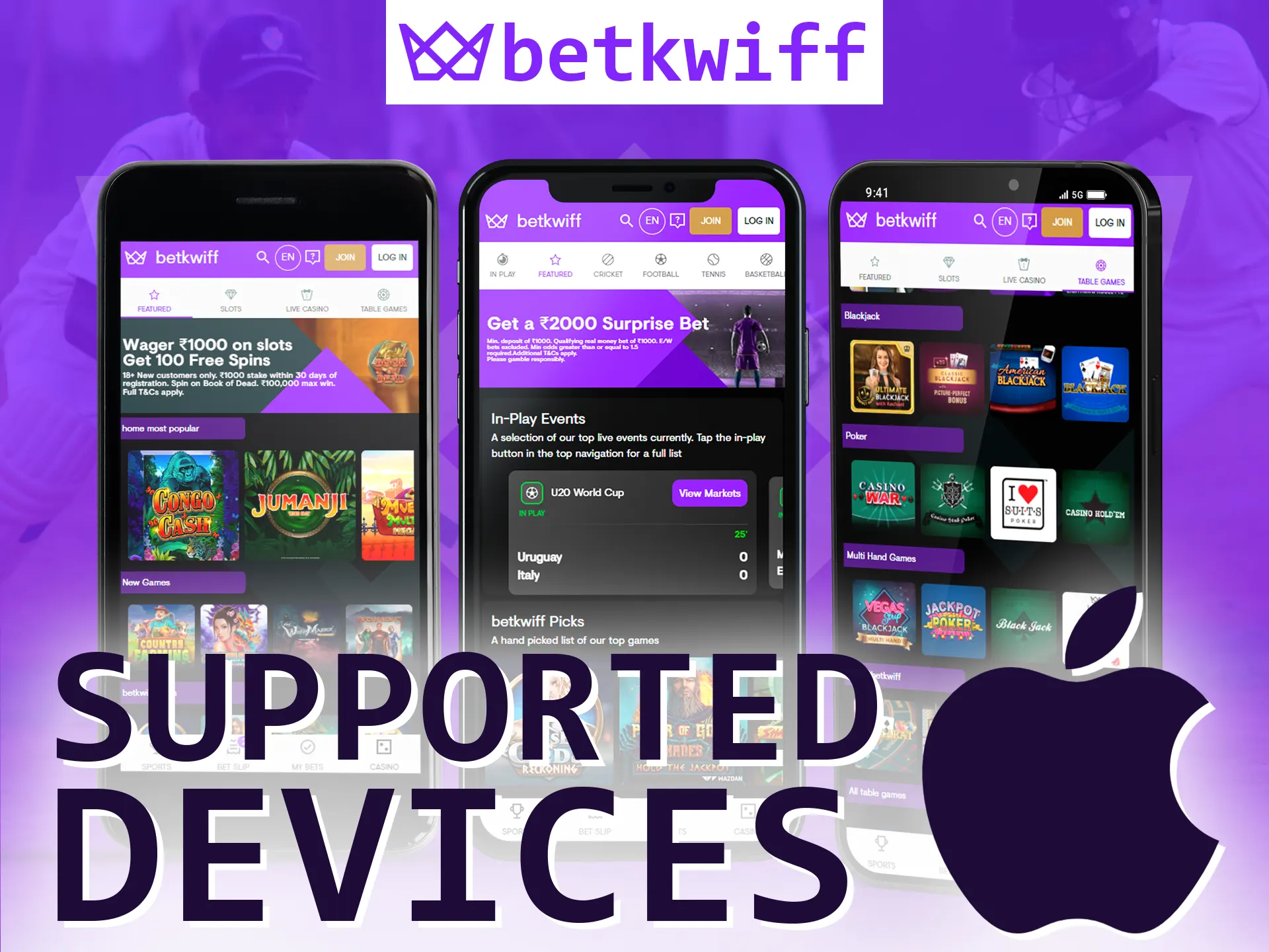 The Betkwiff app can be installed on a variety of iOS devices.