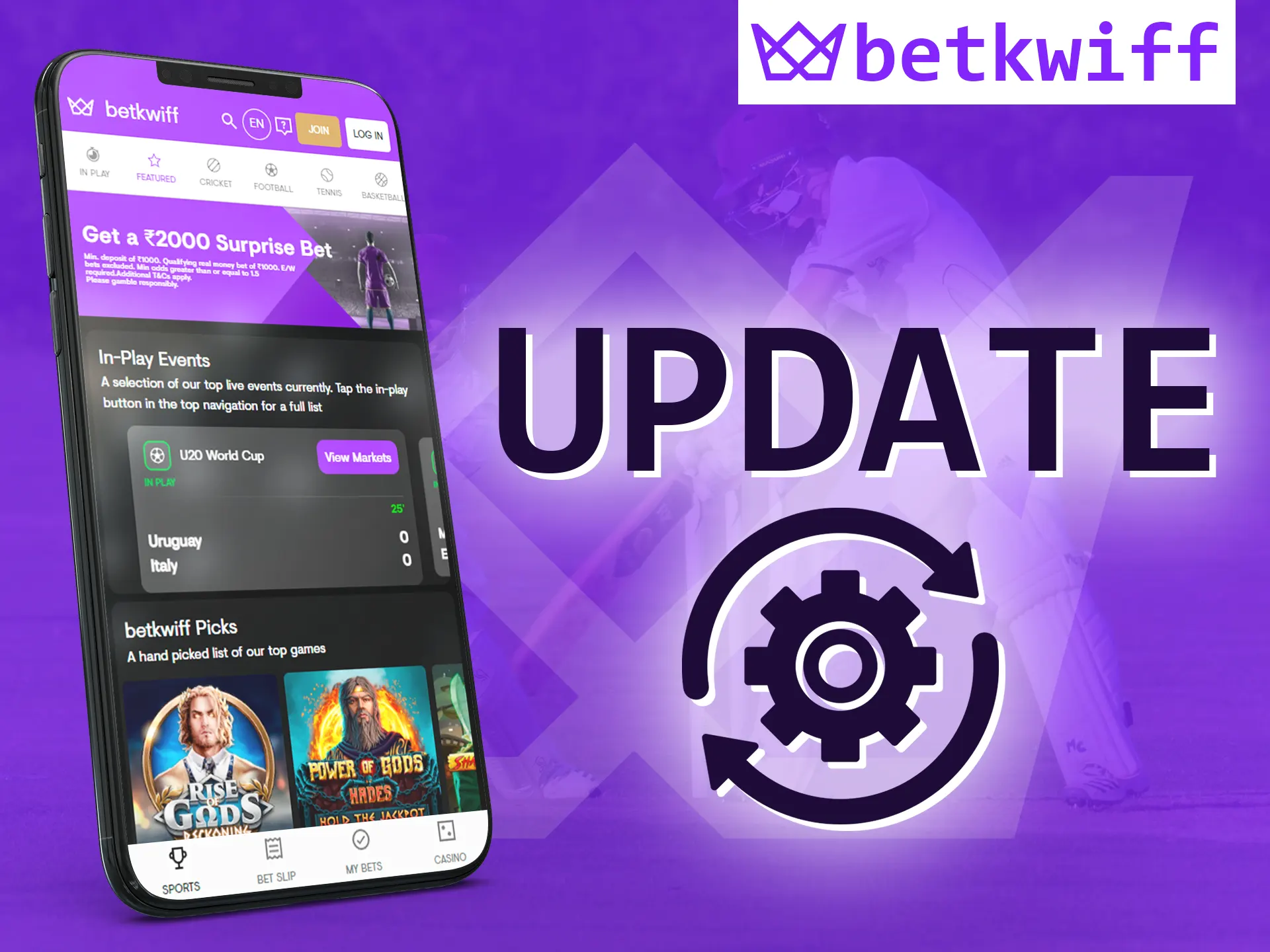Be sure to update the Betkwiff app to the latest version.