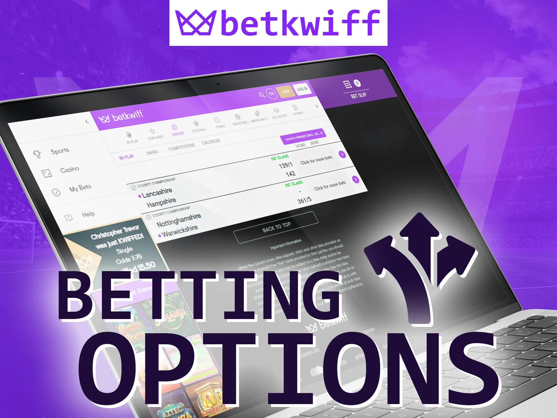 Choose a convenient option for betting on Betkwiff, different options are available.