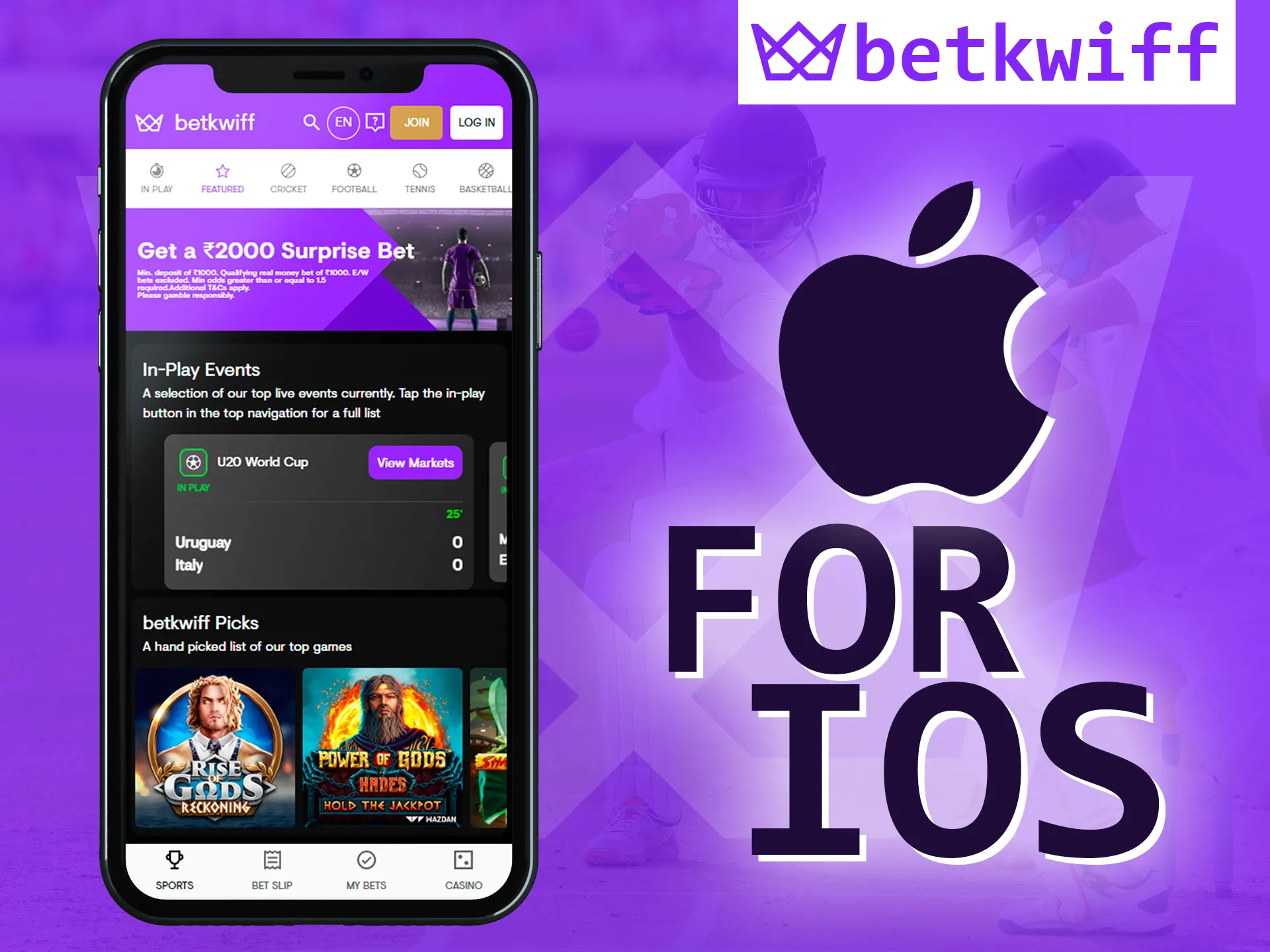 Install Betkwiff on your iOS phone.