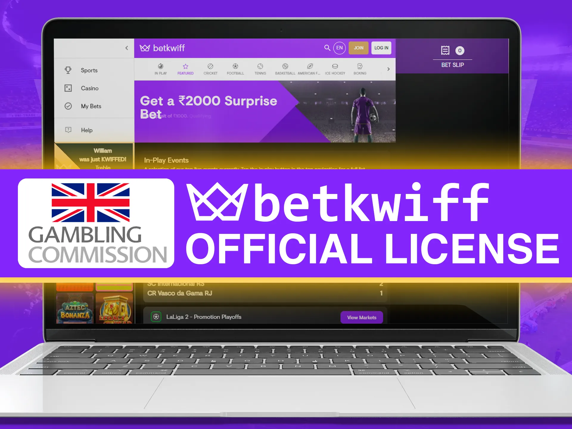 Betkwiff is officially licensed and legal.
