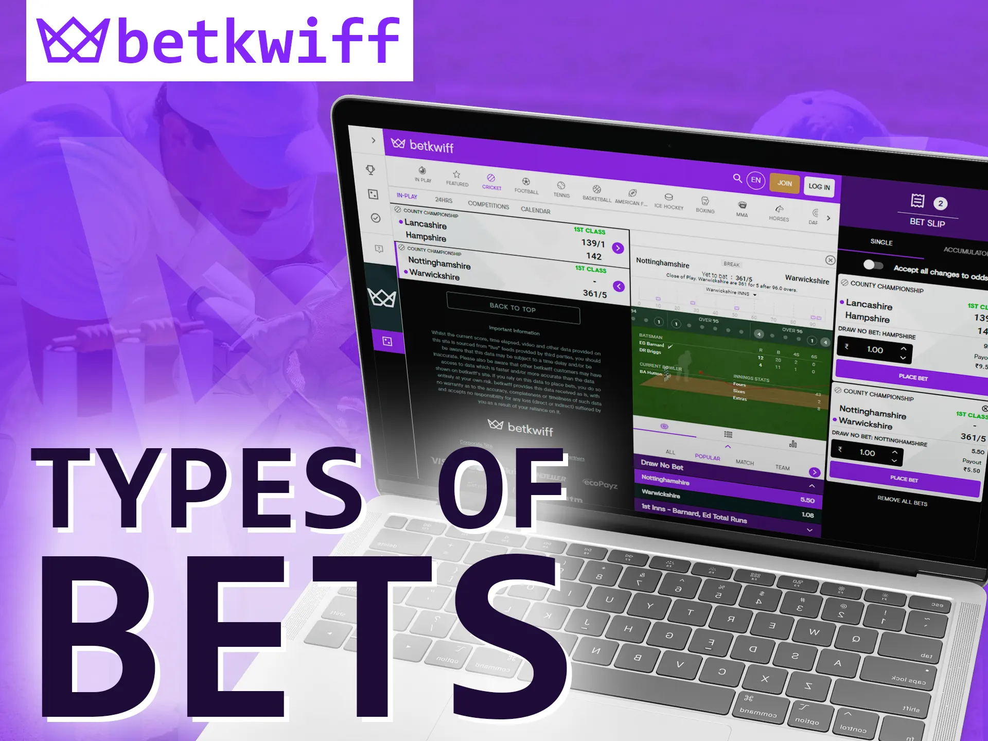 Try different types of bets at Betkwiff.