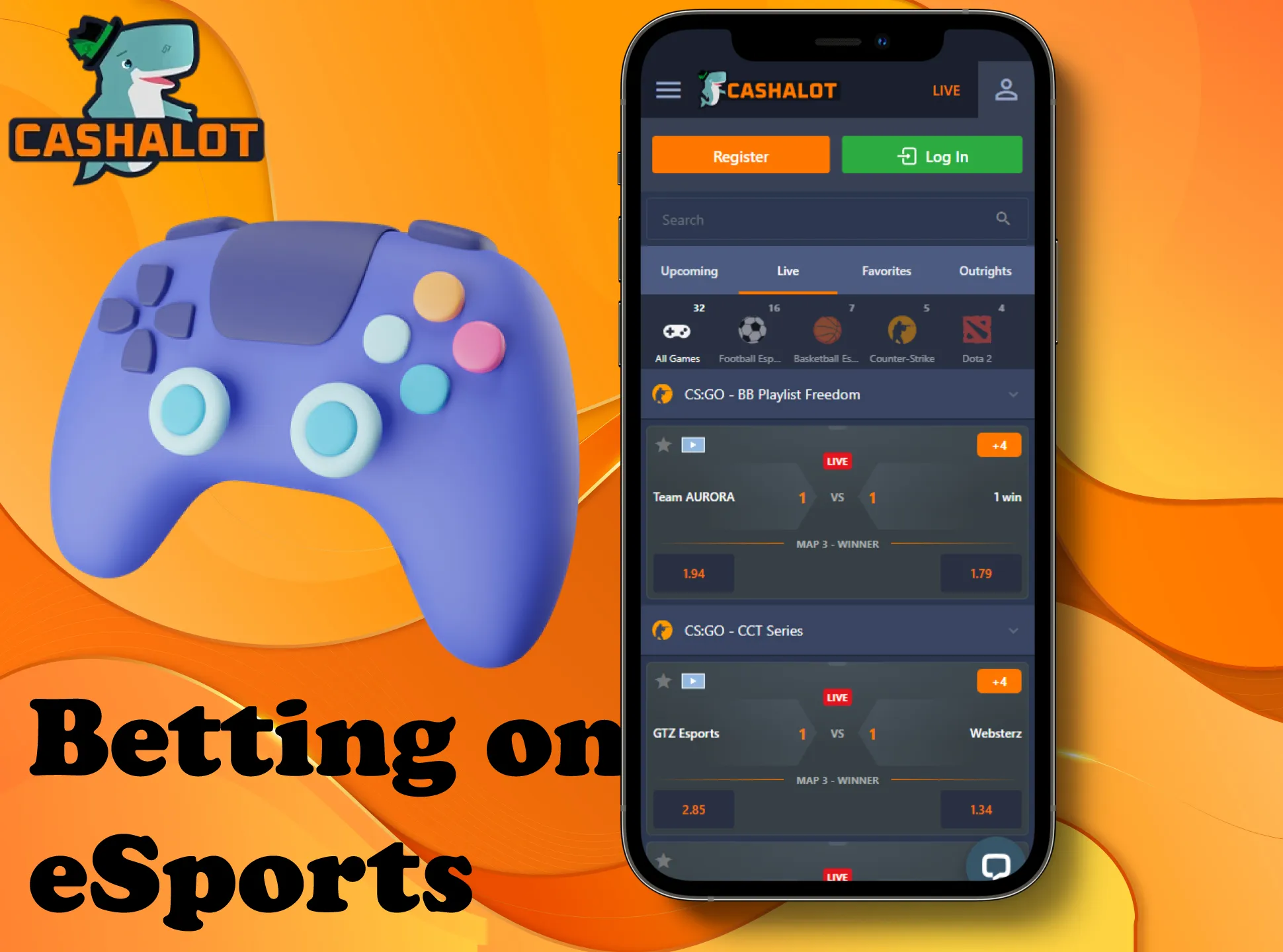Bet on the most exciting esports matches in the Cashalot app.