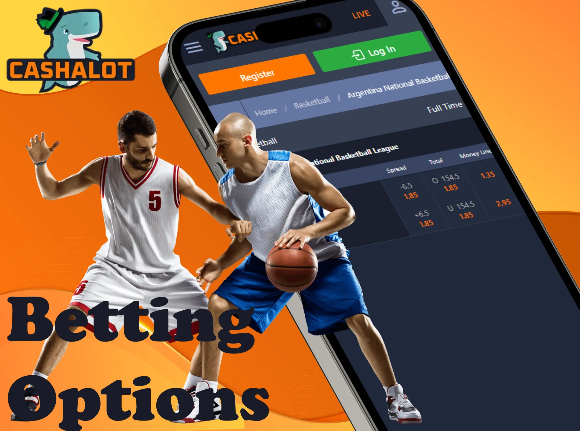 Use different betting options when betting in the Cashalot app.