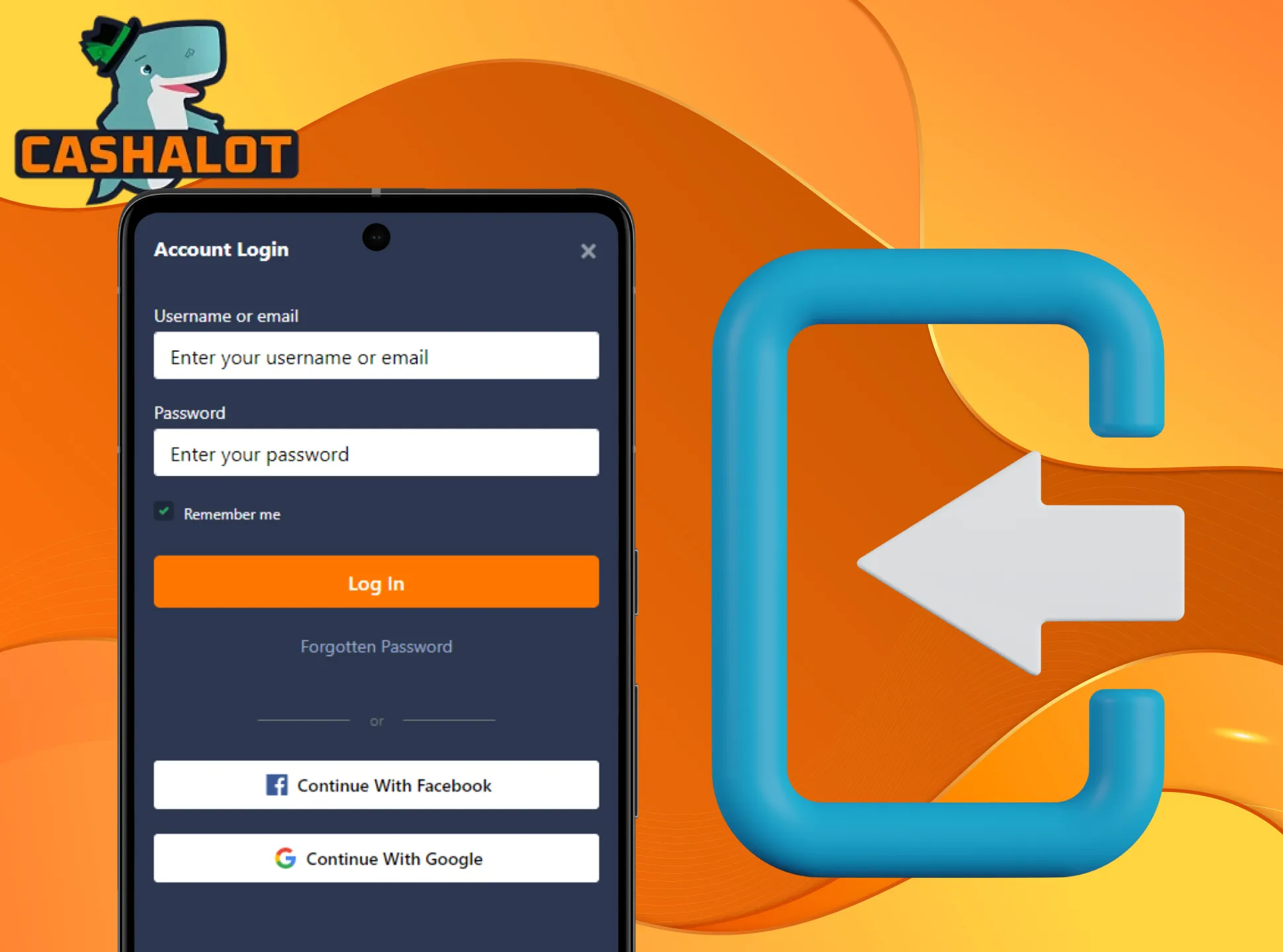 Log in to the Cashalot app with your account.