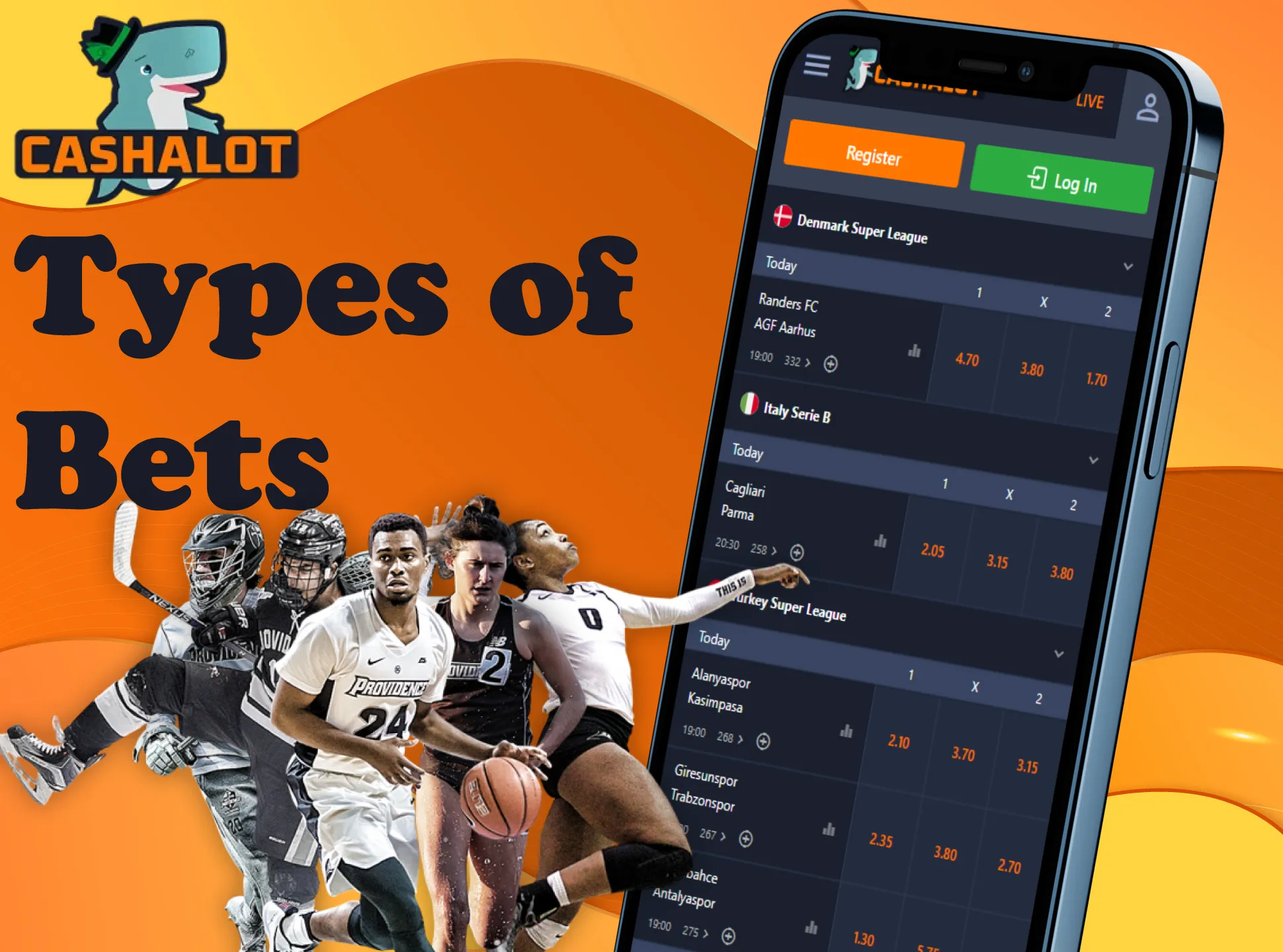 Learn more about different types of bets in the Cashalot app.