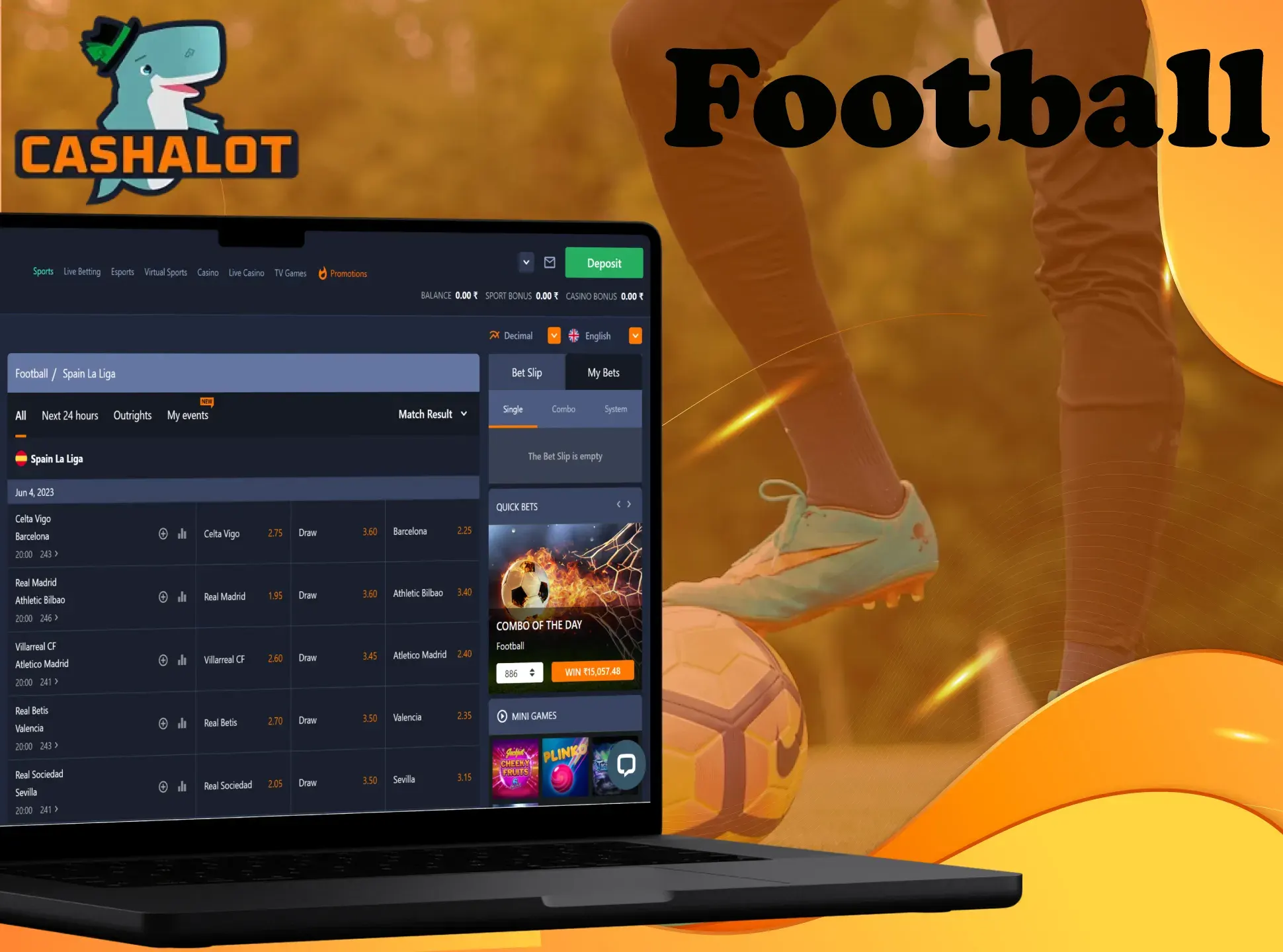 Football is a great sport for betting on at the Cashalot.