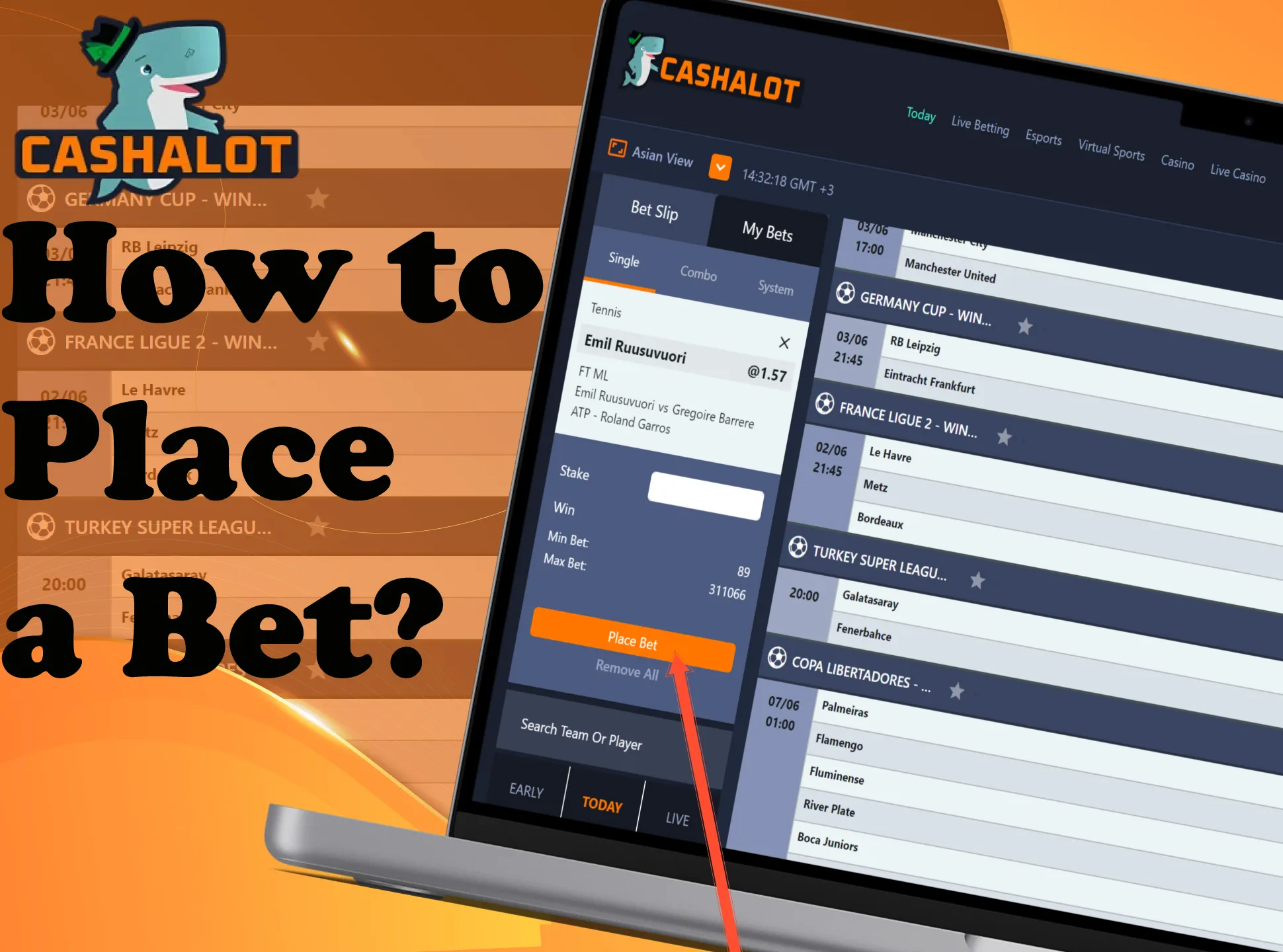 It's easy to make bets at Cashalot.