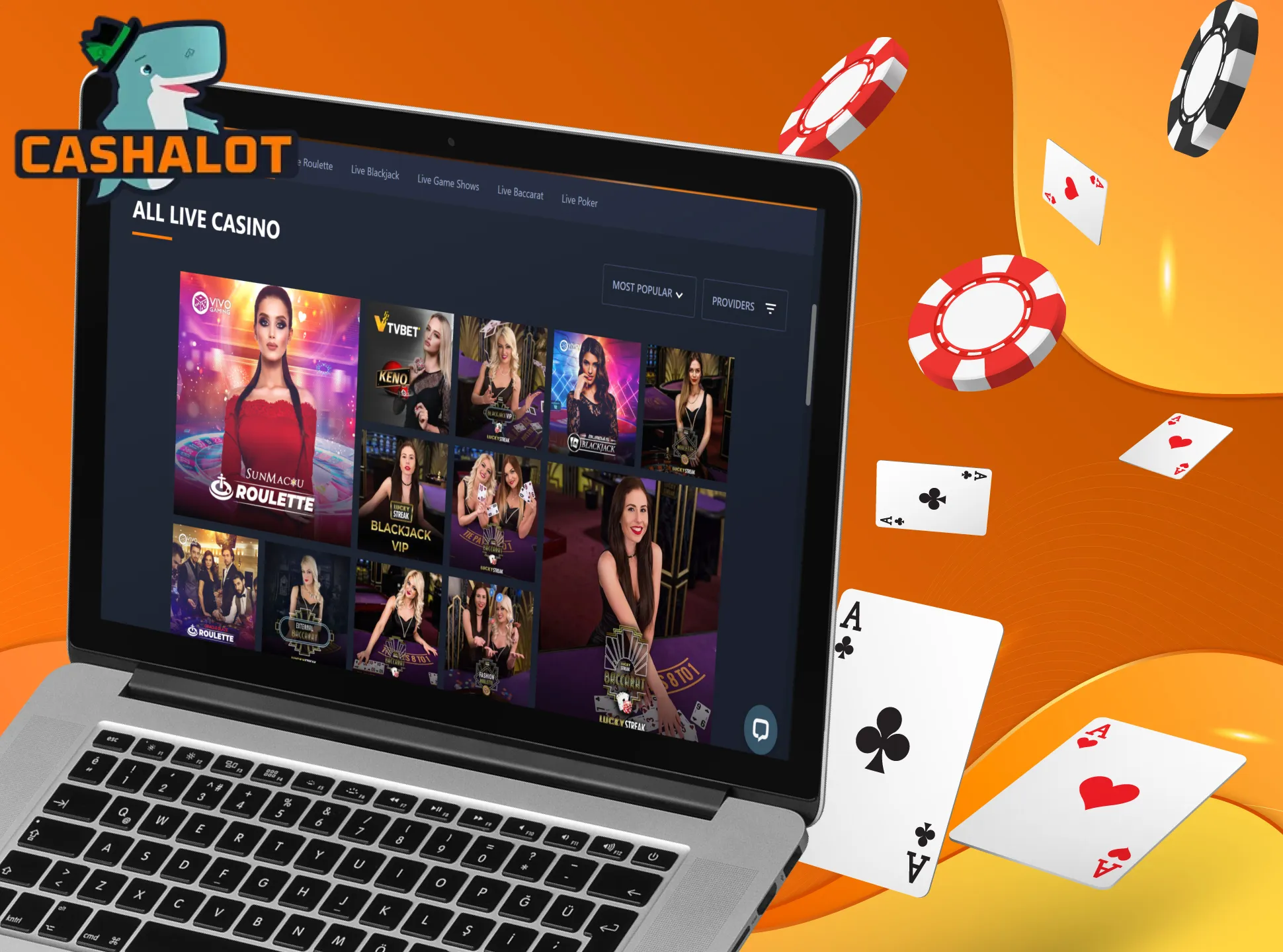 Play at the Cashalot live casino with real people.