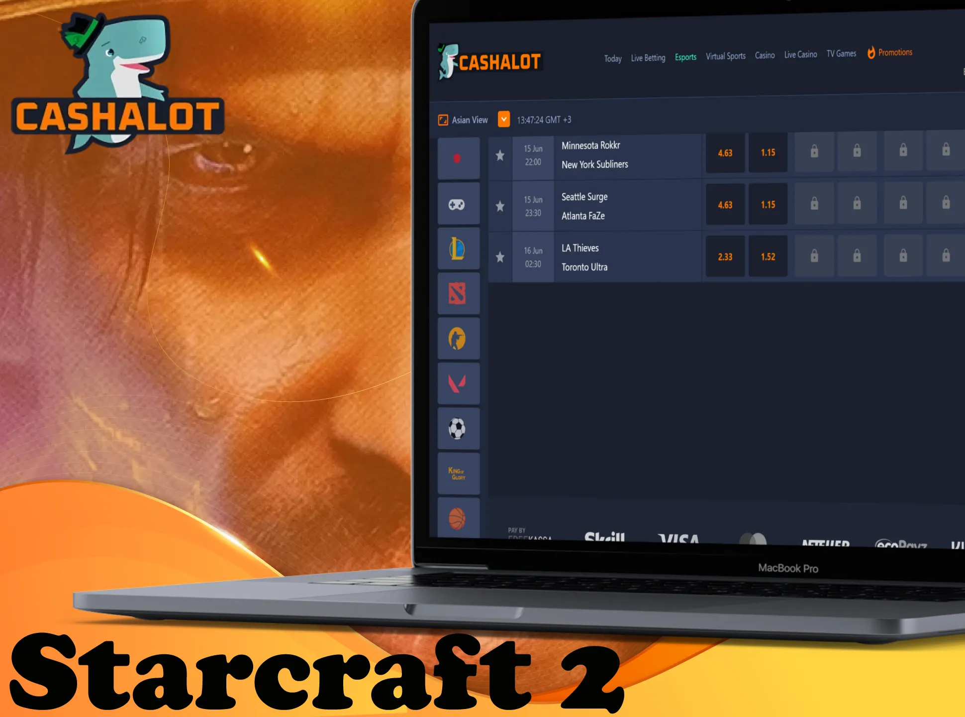 Watch Starcraft 2 matches on the special Cashalot page.