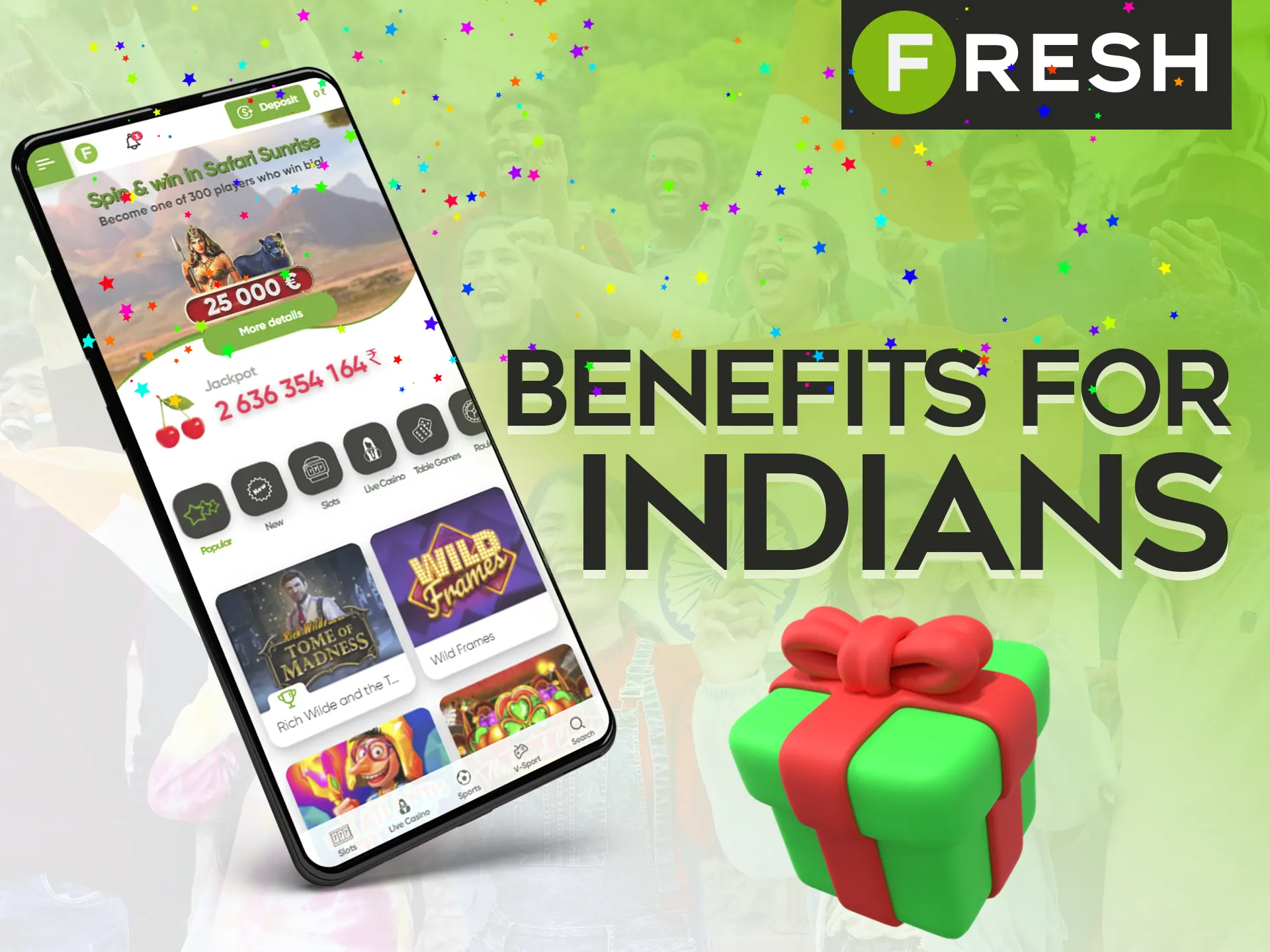 Get additional bonuses by using Fresh Casino app from India.
