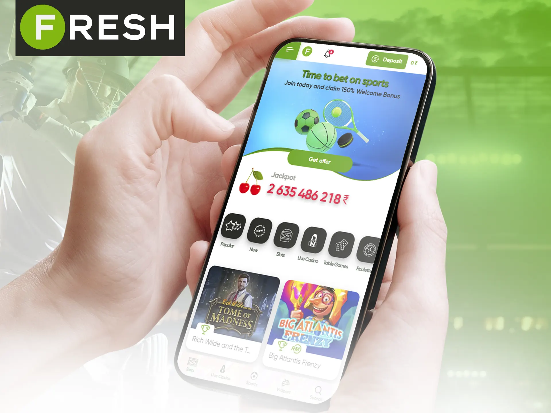 Play at the Fresh Casino using a mobile browser.