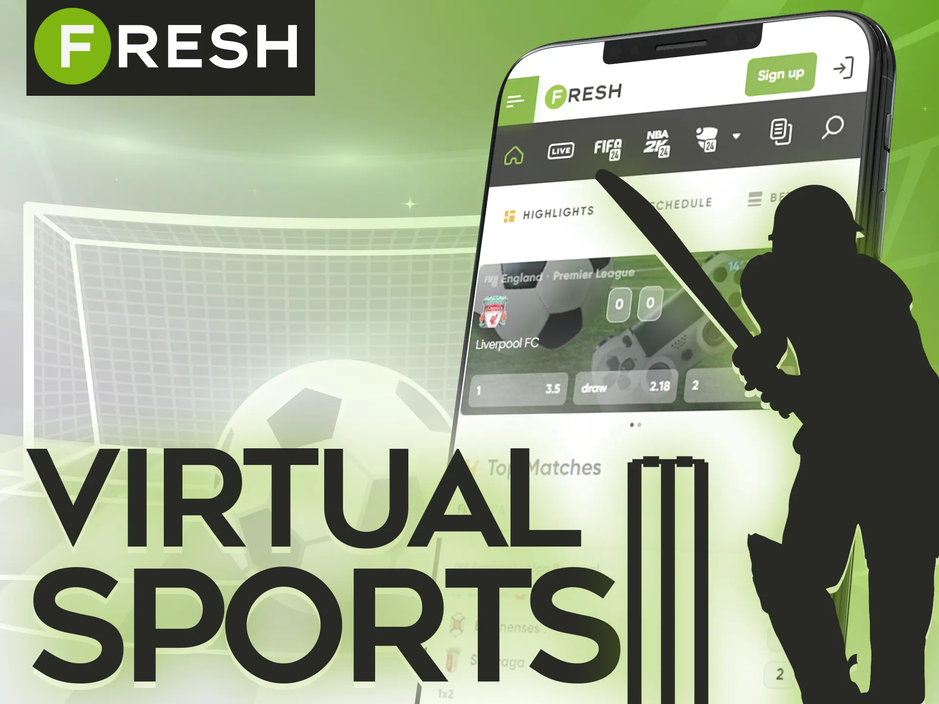 Choose a virtual sport and a make bet on it in the Fresh Casino app.