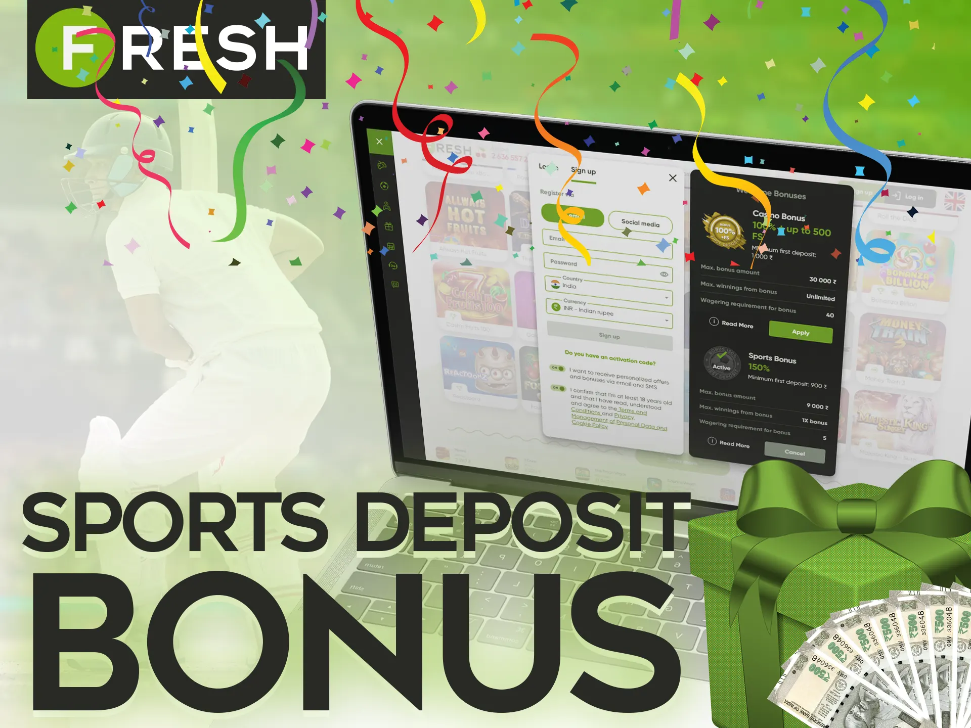 Get a sports bonus by making bets on sports at the Fresh Casino.
