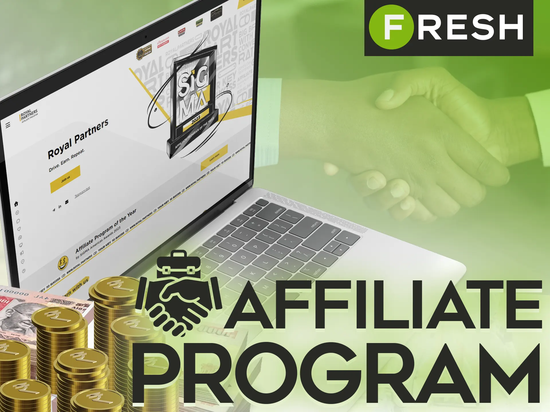 Invite your friends via the Fresh Casino affiliate program.
