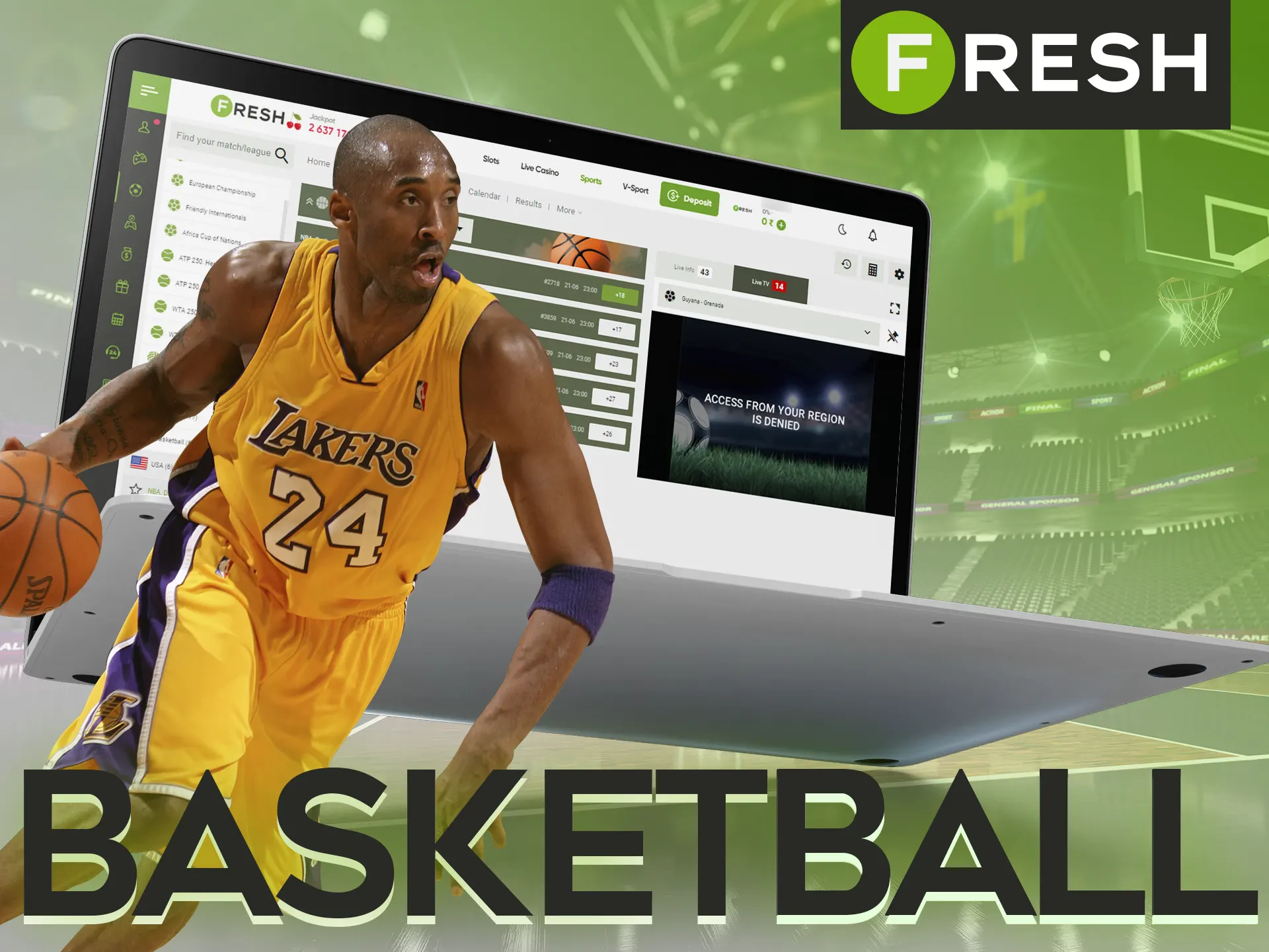 Bet on your favorite basketball teams at the Fresh Casino.