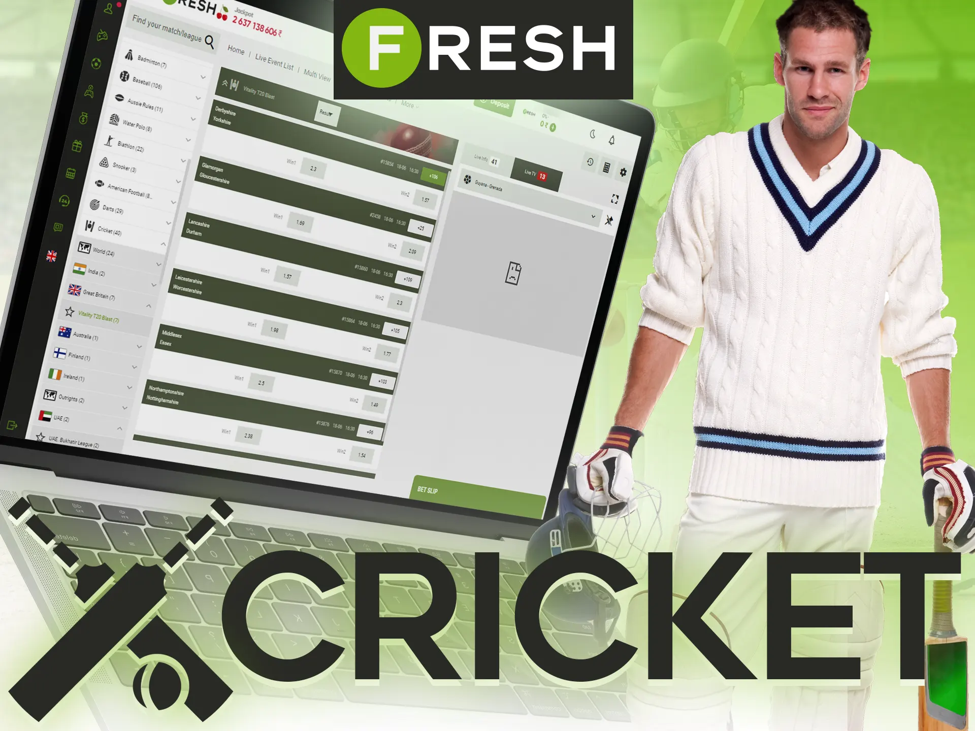 Win money by betting on the most profitable cricket team at the Fresh Casino.