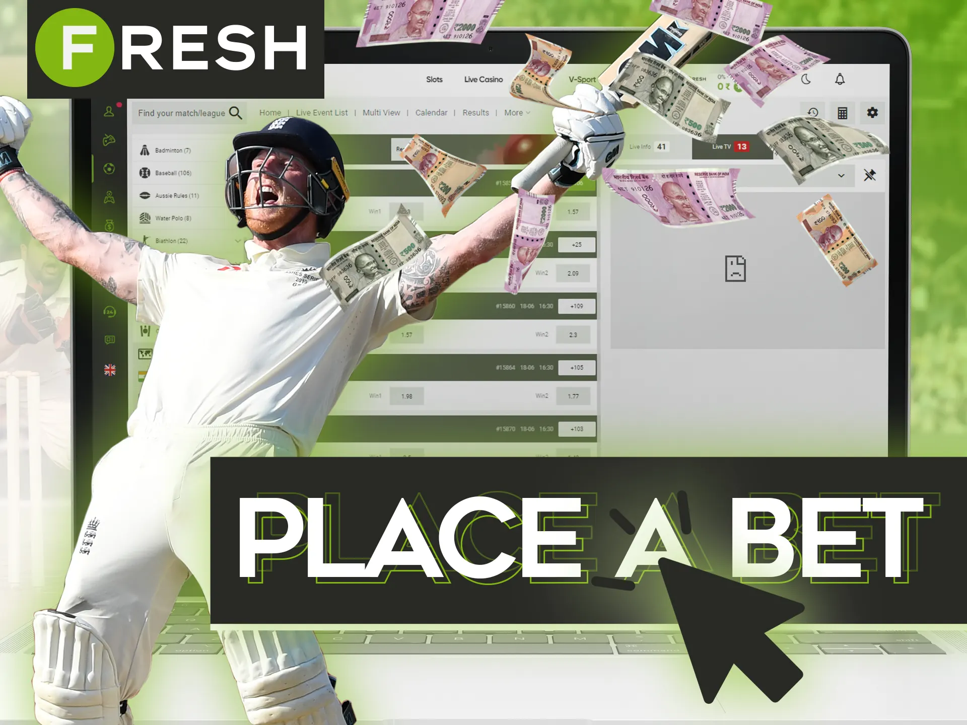 Make a new bet at the Fresh Casino by following simple steps.