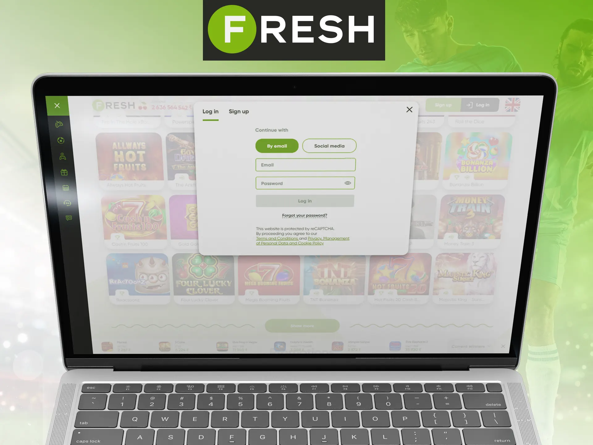 Use your Fresh Casino account for logging in.