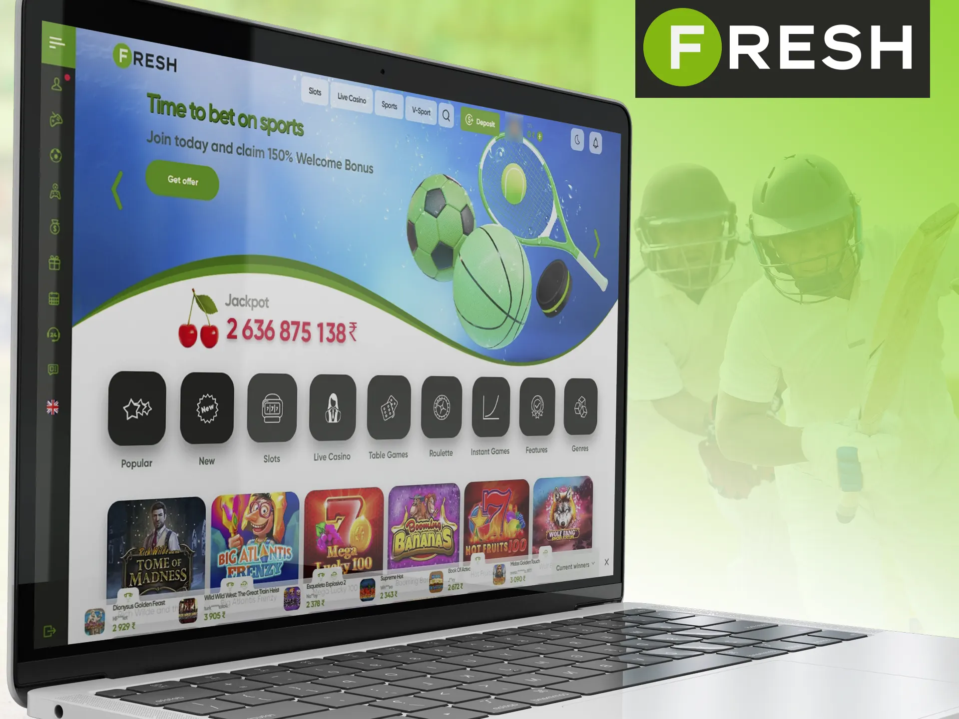 Visit the Fresh Casino official page and start betting.