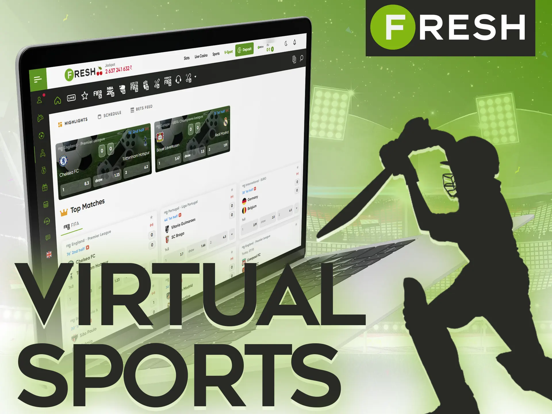 Bet on the most exotic virtual sports at the Fresh Casino.