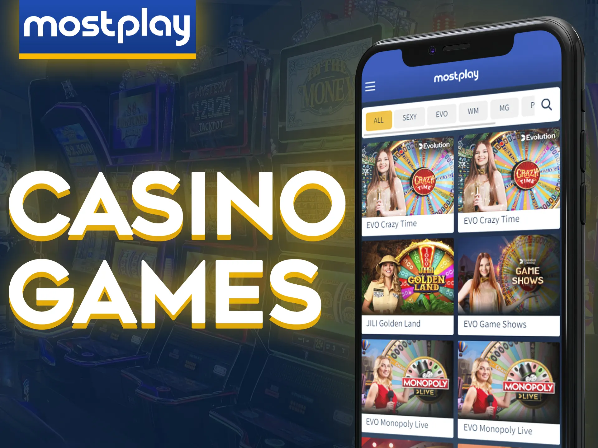 Search for your favorite Mostplay casino games in the app.