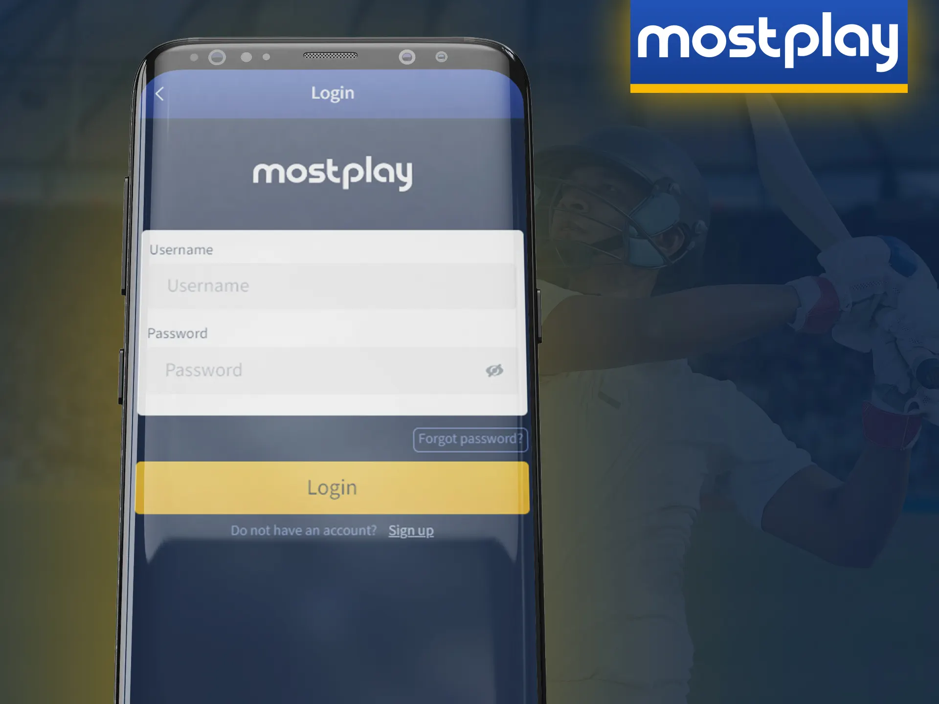 Enter your Mostplay account data for logging in.