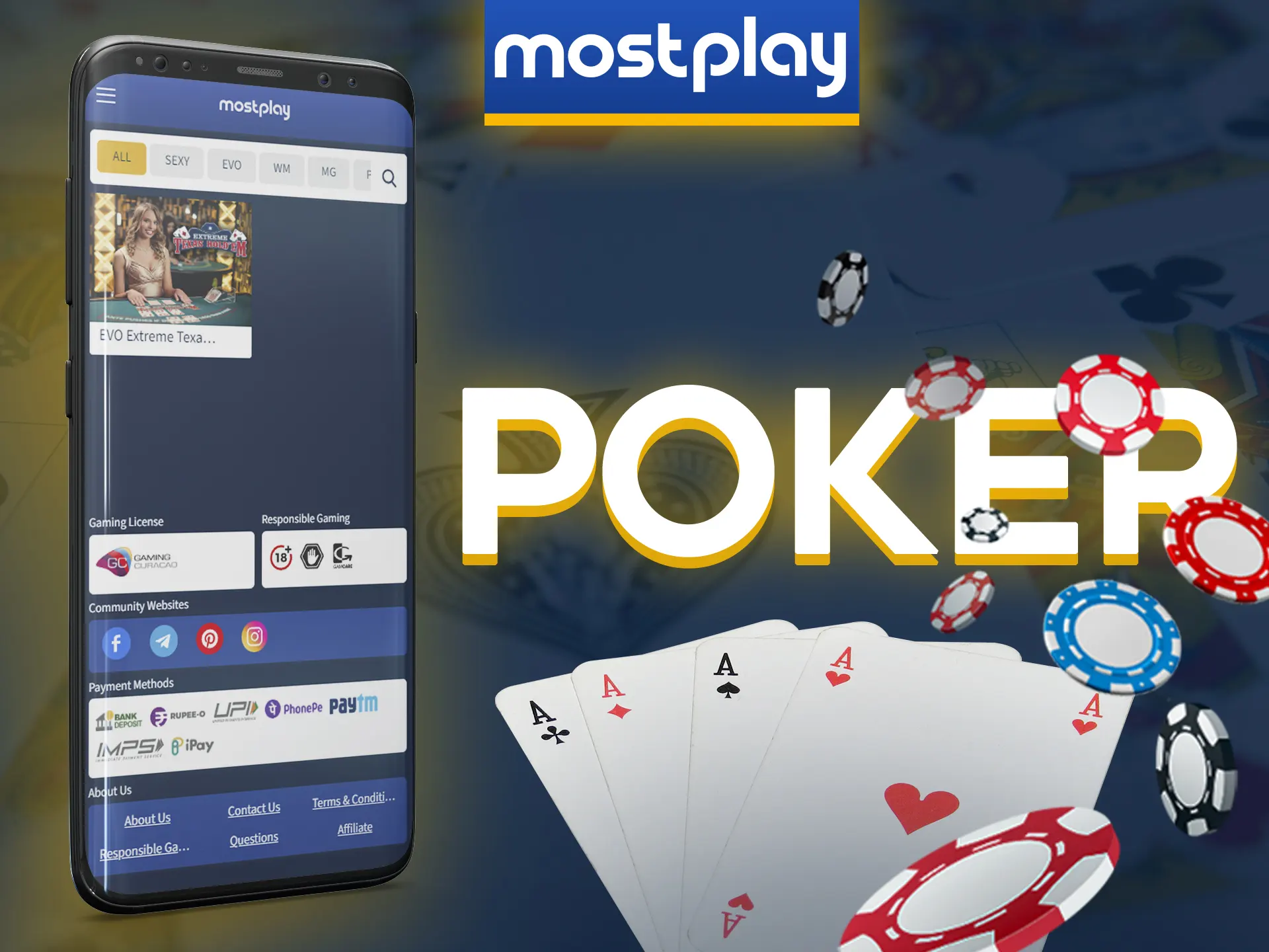 Play poker at the Mostplay casino.