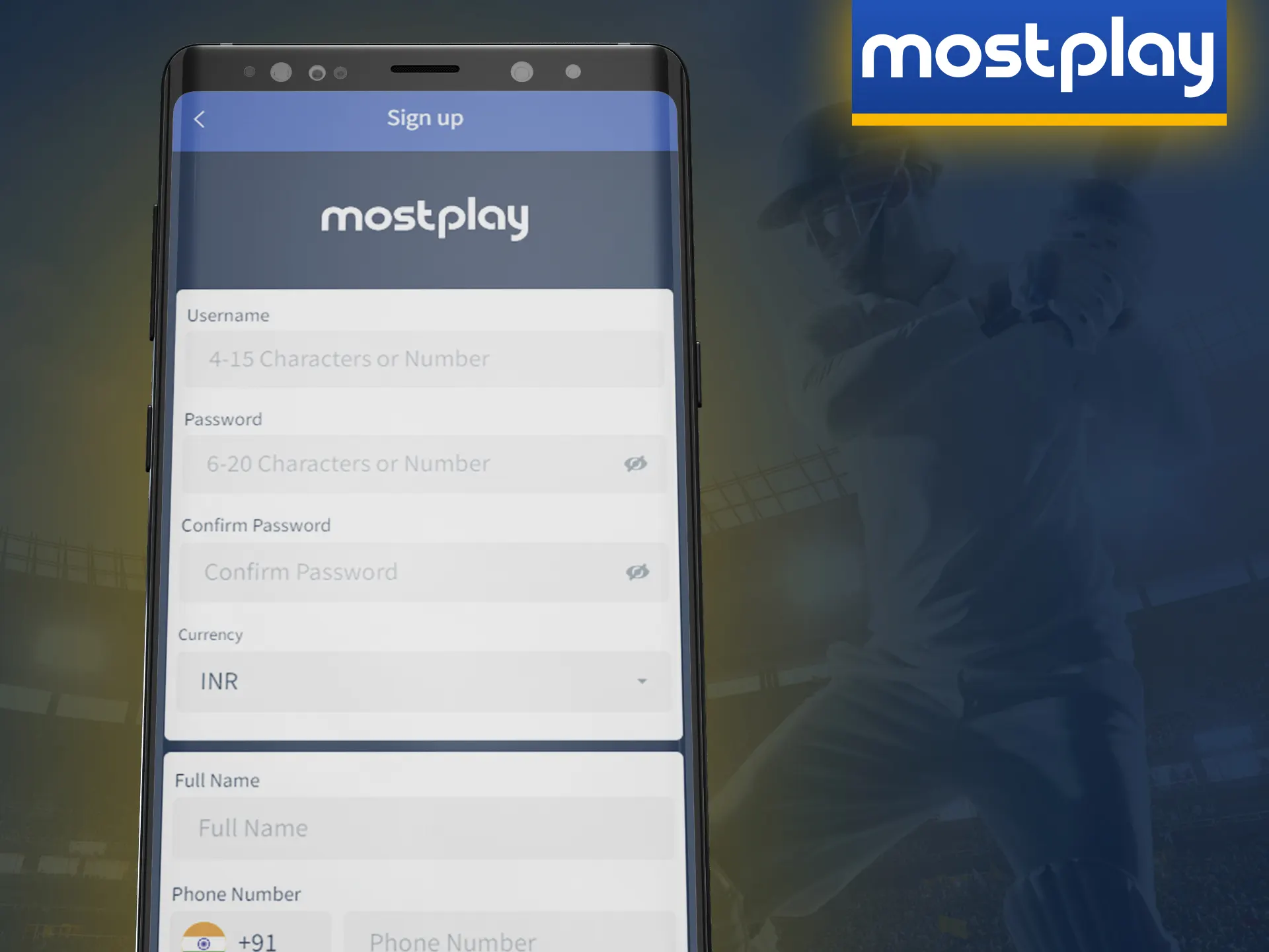 Make your own Mostplay account quicker with the app.
