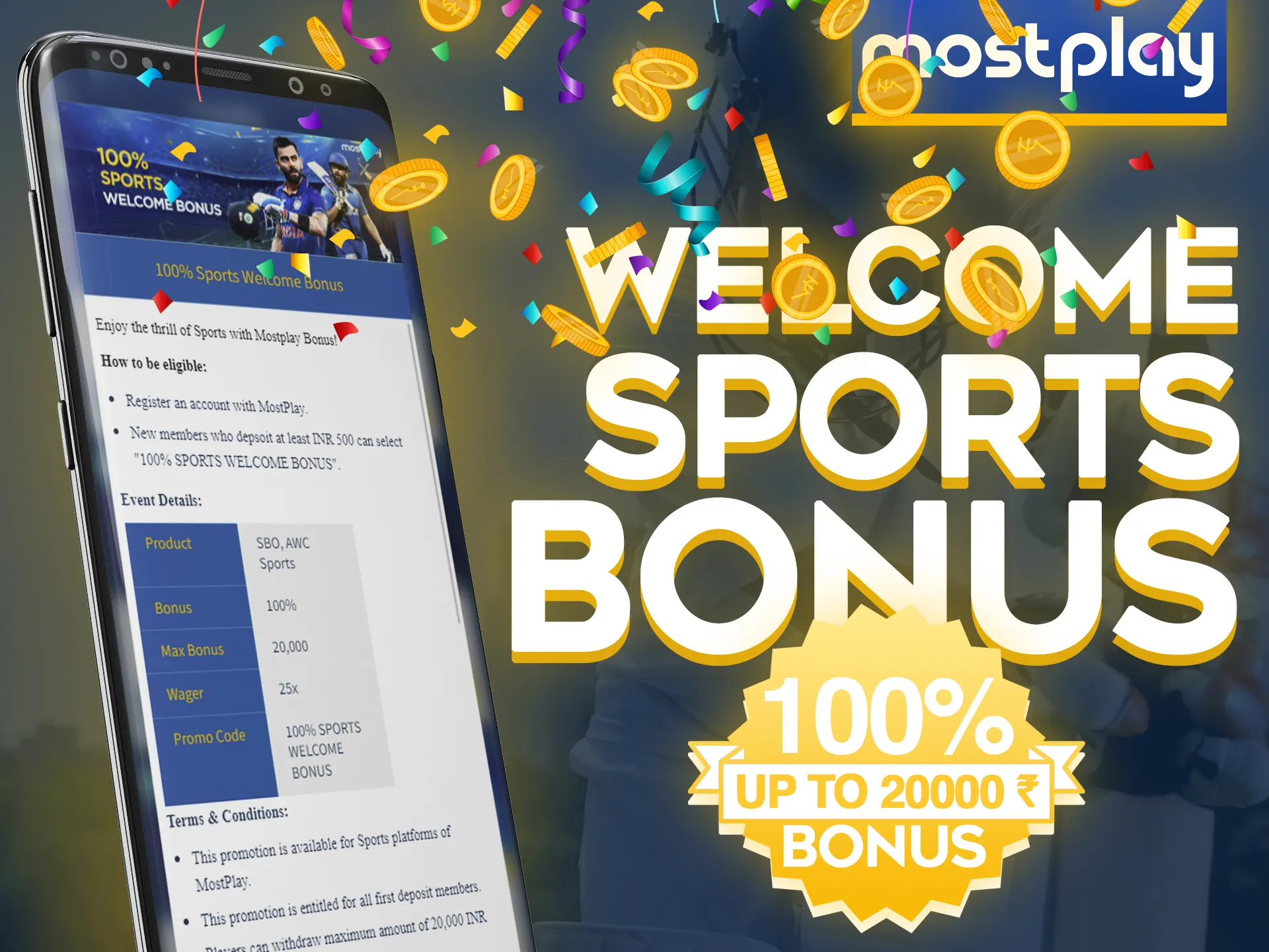 Get a Mostplay welcome bonus after the first deposit.