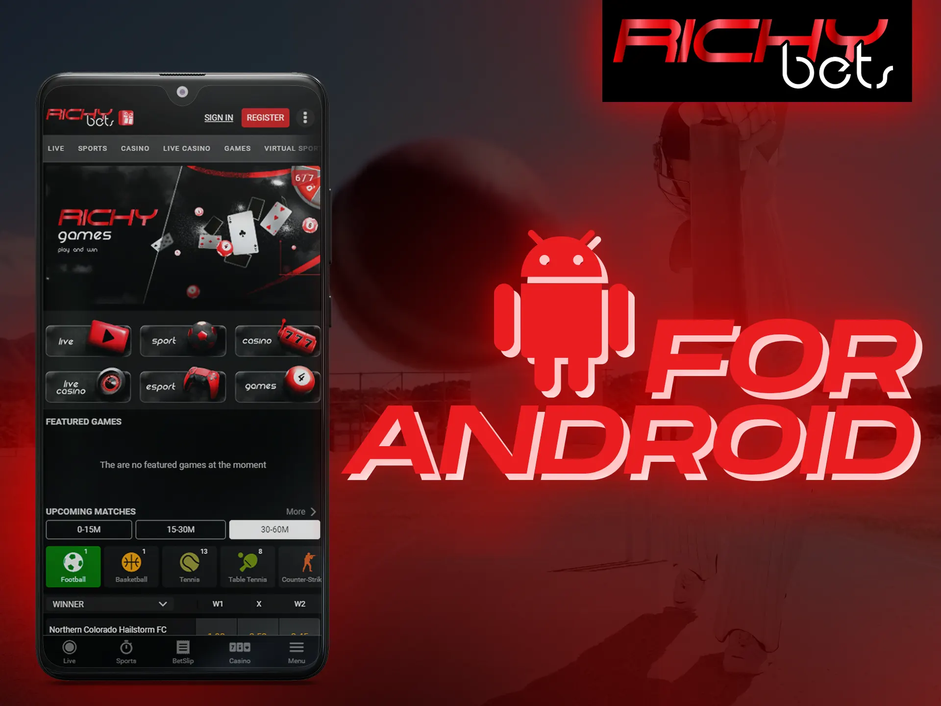 Richybets app can be installed on Android devices.