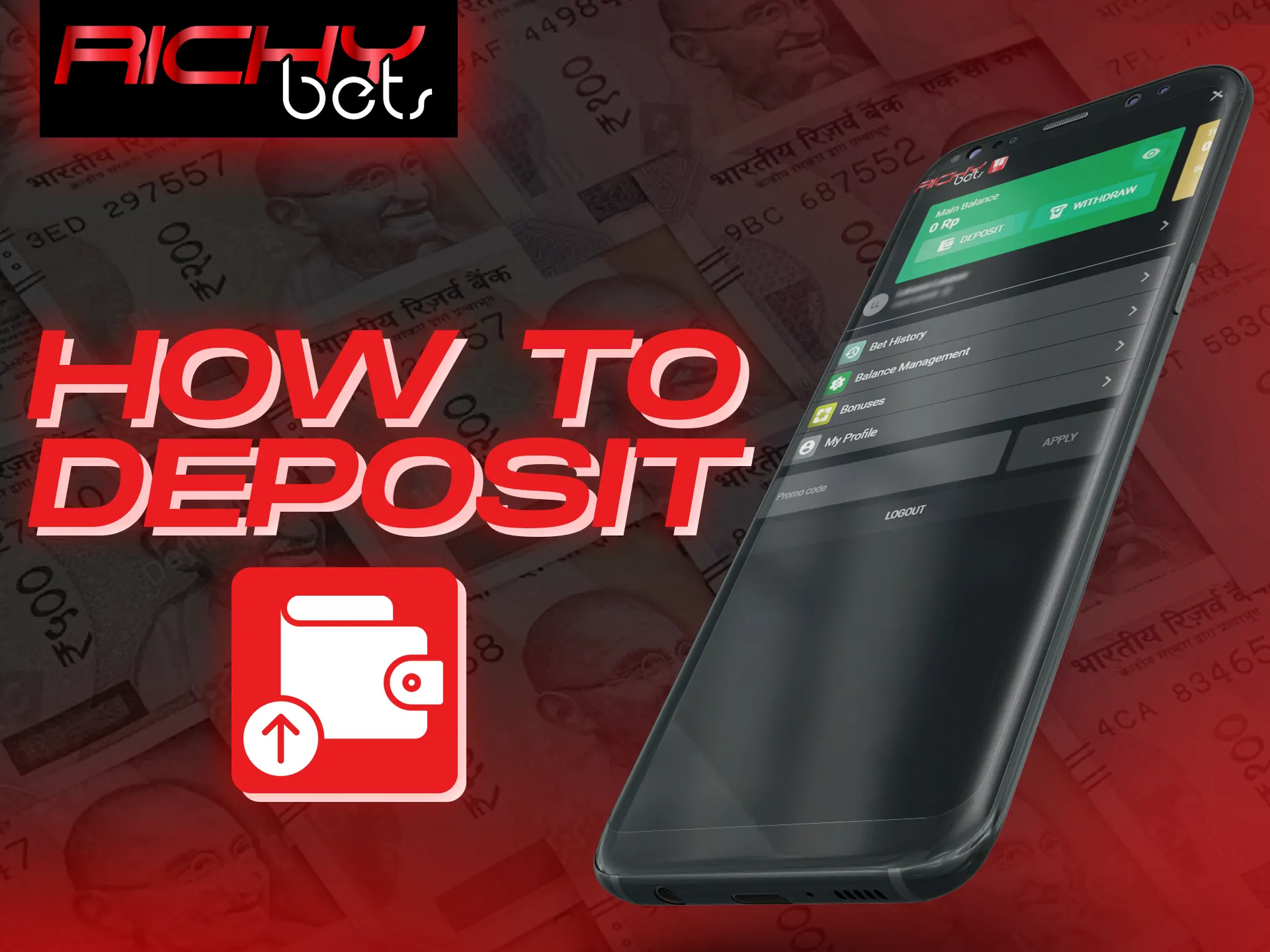 It's easy to make a deposit using the Richybets app.