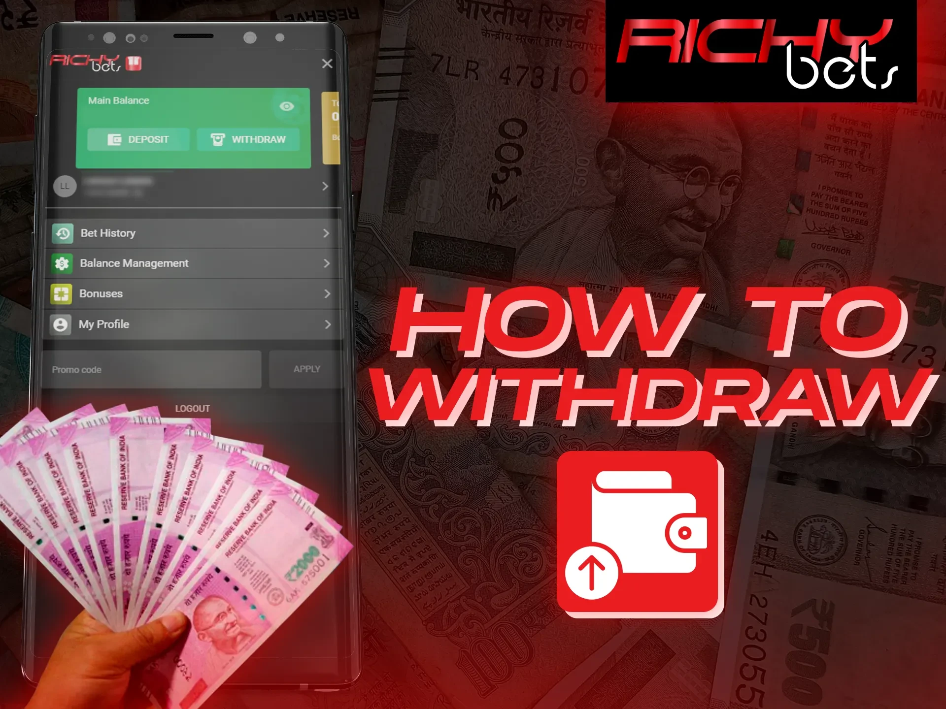 Withdraw money at the Richybets without any problem.